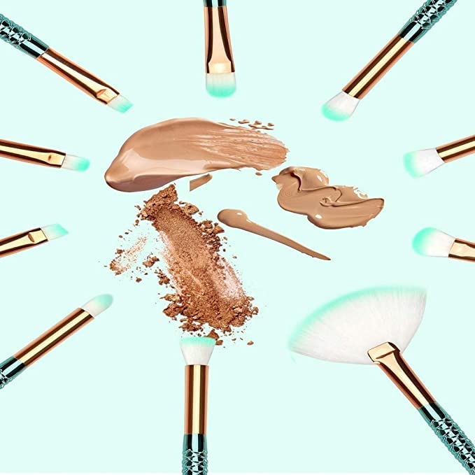 Glowhouse 10-Piece Makeup Brush Set with Pink Beauty Blender - Professional Cosmetic Brushes for Foundation, Blending, Contouring & Eyeshadow - Perfect for Travel, Home & Salon Use