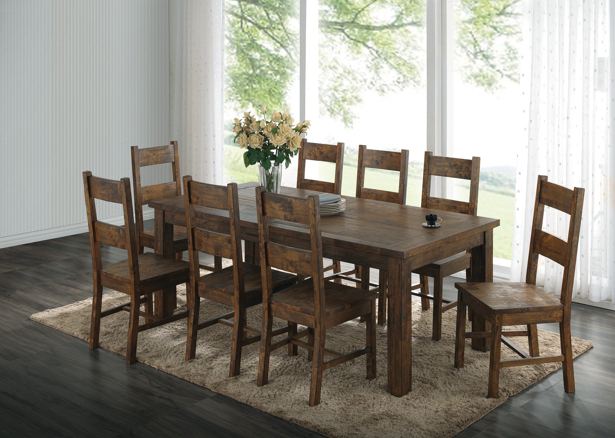 Benzara Brown Dining Table - Modern Farmhouse Style for Kitchen, Dining Room, or Breakfast Nook