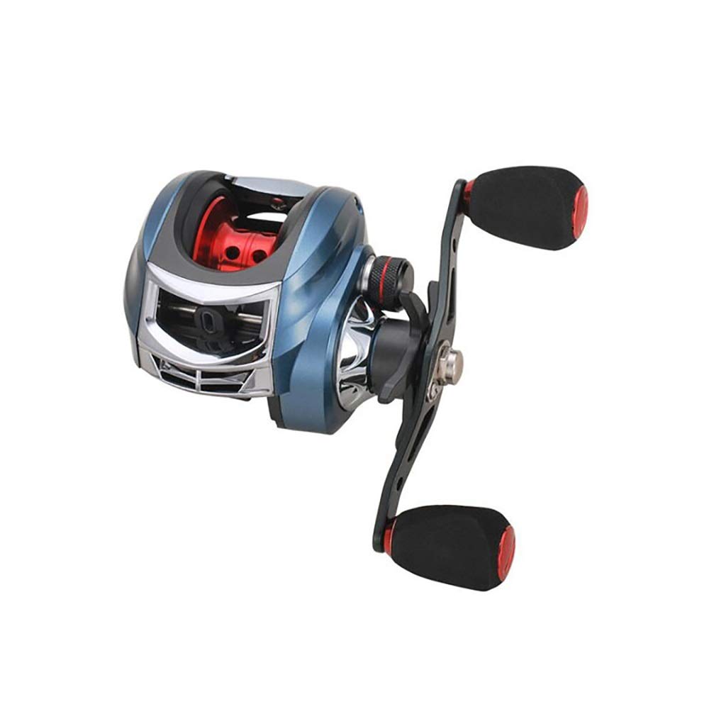 Premium Metal Baitcasting Fishing Reel - 17+1 Ball Bearings, 7.2:1 Gear Ratio, Left/Right Hand Retrieve - Durable Portable Fishing Gear for Bass, Trout, Saltwater & Freshwater Fishing (Blue, Left Hand)