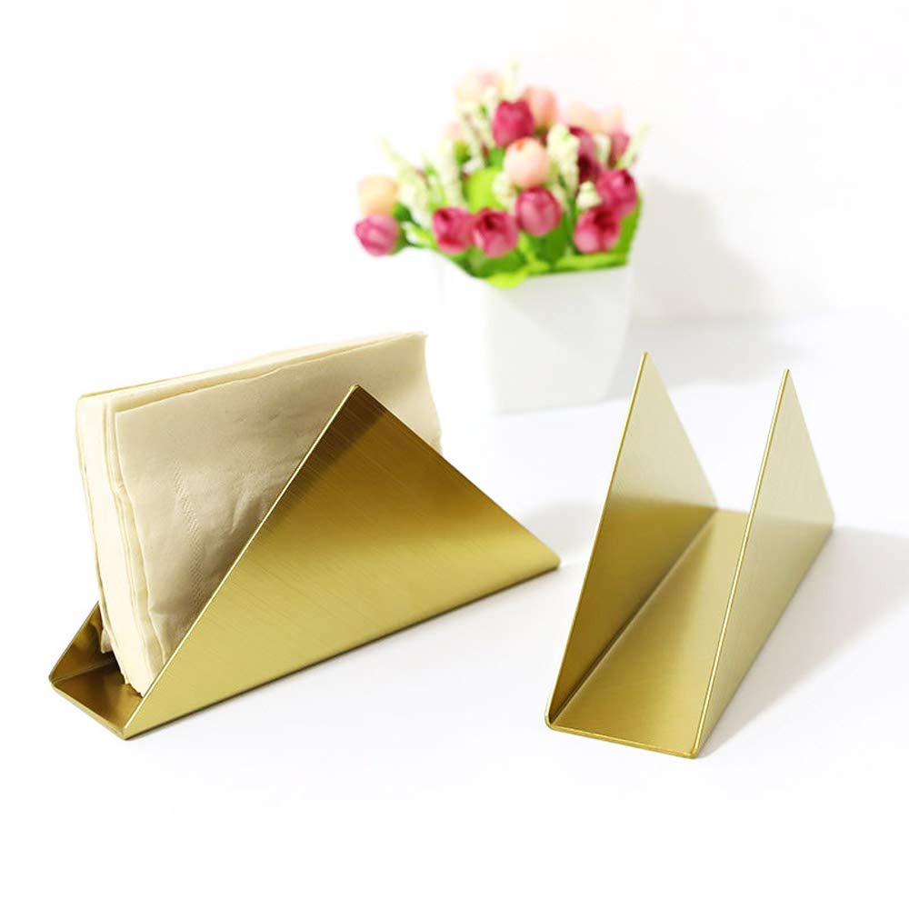 Gold Stainless Steel Napkin Holder & Dispenser for Kitchen & Restaurant - Elegant Cocktail Paper Napkin Organizer for Dining Table, Bar Counter & Party Serving