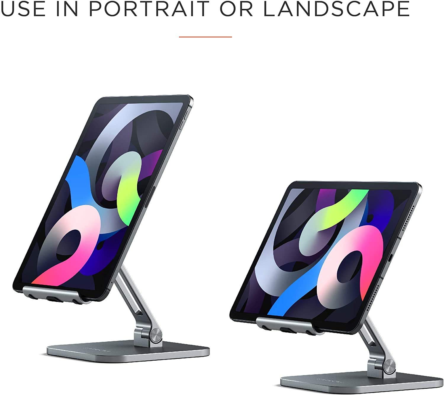 Satechi Aluminum Adjustable Desktop Stand with Soft Pads - Compatible with iPad Pro M2/M1, iPad Air M1, iPad Mini, iPhone 16/15/14 Series & More - Perfect for Home Office, Workstation & Tablet Viewing