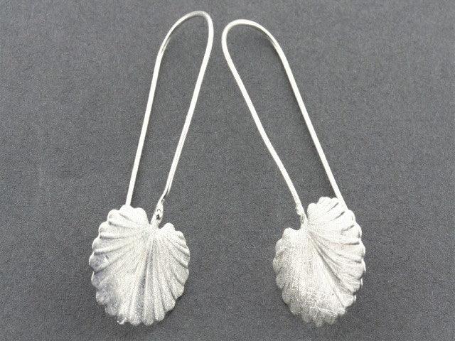 Long Drop Fan Palm Earrings - Sterling Silver Dangle Earrings for Women - Perfect for Boho, Beach, and Summer Outfits