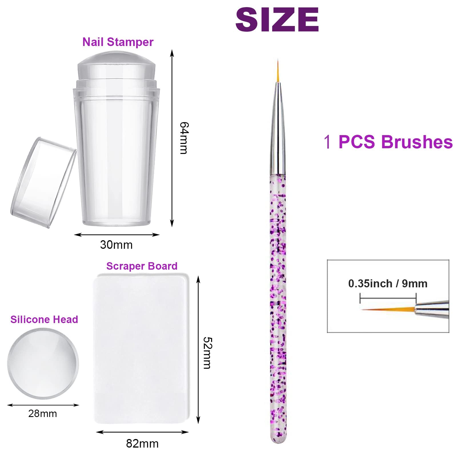 FAMIDIQGO Nail Stamper Kit - French Tip Clear Jelly Stamper with Scraper & Soft Silicone Pen Brush for DIY Nail Art | Perfect for Home Manicures & Professional Salon Use