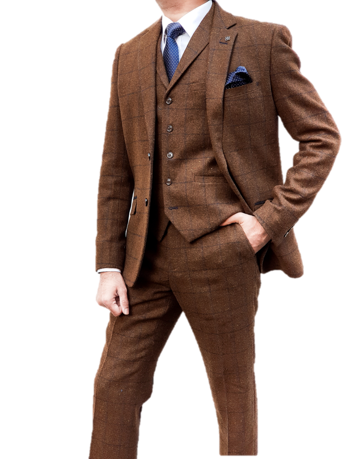 Cavani Kemson Men's Slim Fit Tweed Jacket in Brown - Stylish & Comfortable for Office, Business Meetings & Casual Outings