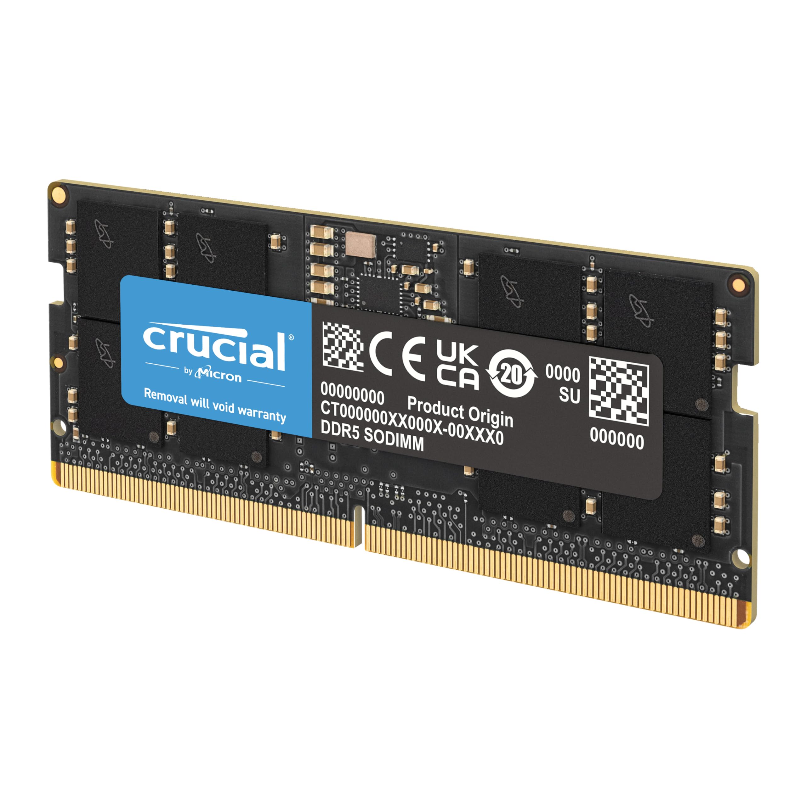 Crucial RAM 32GB DDR5 5200MHz (4800MHz) SODIMM Laptop Memory - CT32G52C42S5 - Upgrade for Gaming, Video Editing & High-Performance Laptops