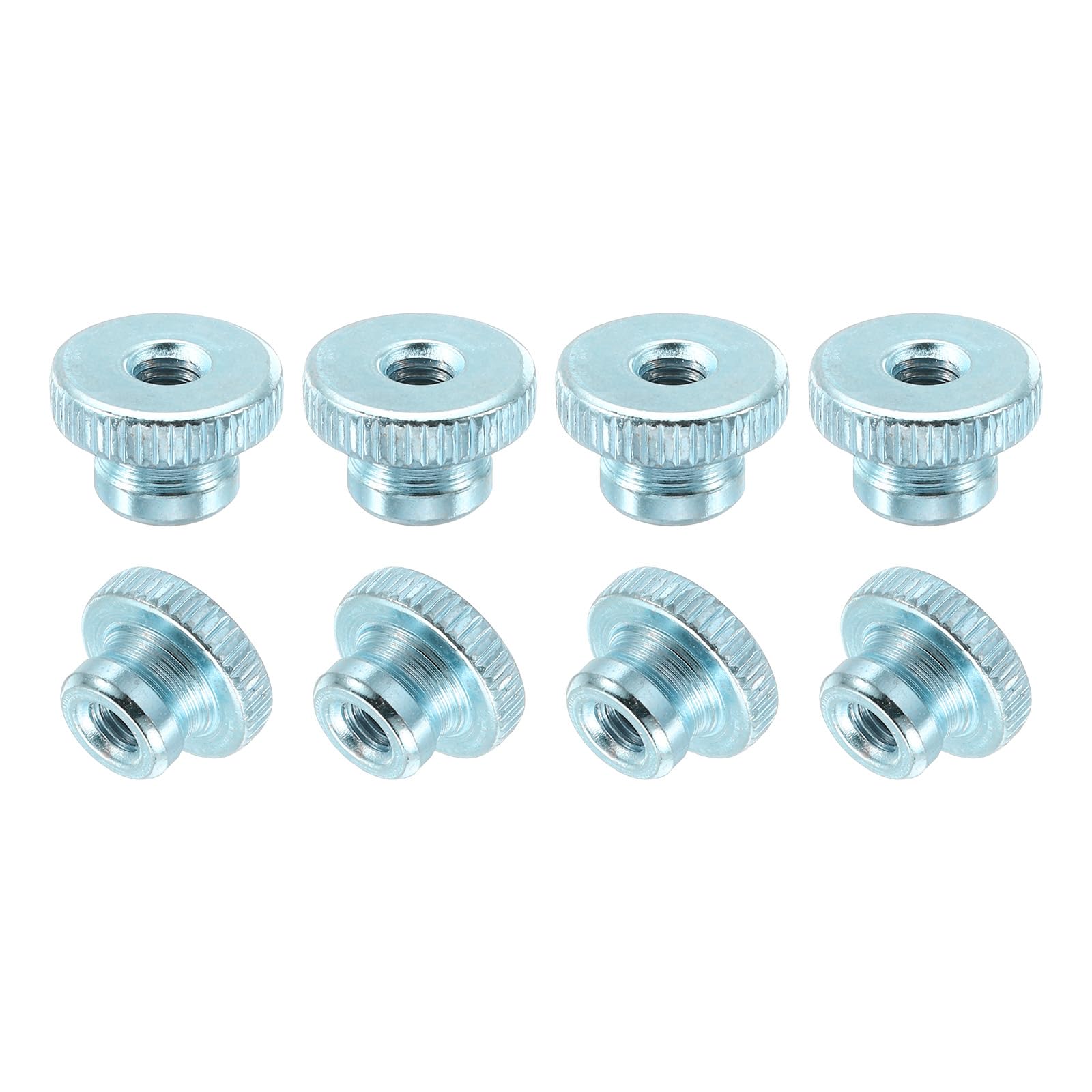 12Pcs M5 Carbon Steel Knurled Thumb Nuts - High Head Through Hole for 3D Printer Parts - Light Blue - Perfect for DIY 3D Printing Projects & Machine Assembly
