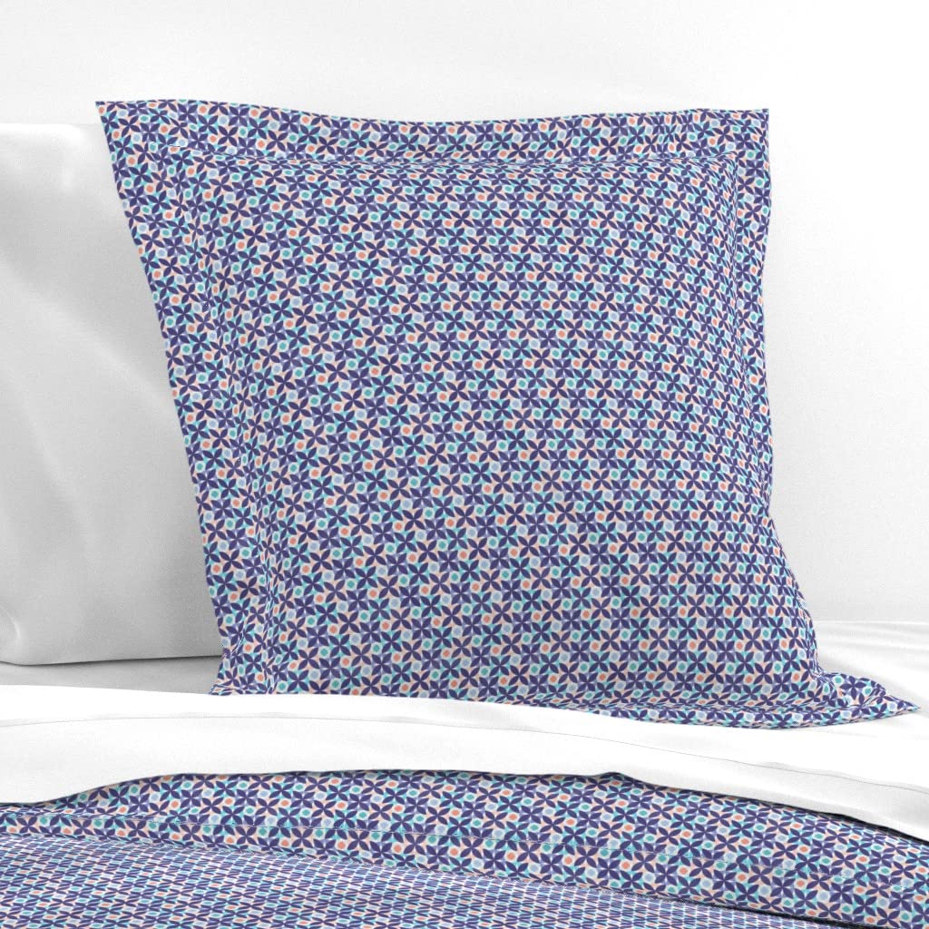 Custom Spoonflower Cotton Sateen Euro Sham with Abstract Tulips Floral Print - Gold Rose Grey Mid Century Modern Vintage Design for Bedroom & Kitchen Decor