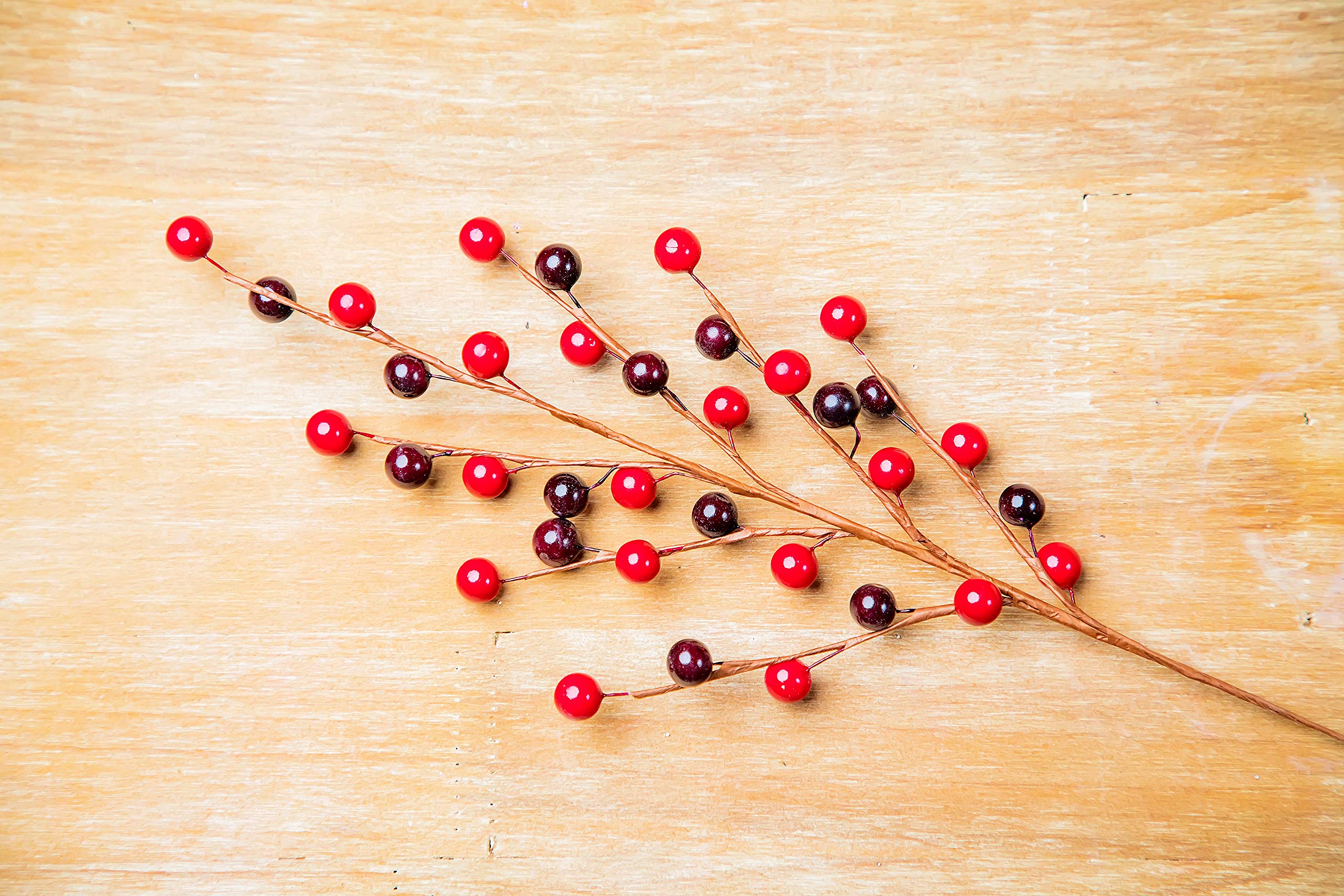 Artificial Red Cranberries Berry Sprays - 12 Pack Handmade Wrapped Stems for Home, Wedding, Christmas & Indoor Decor - Perfect for Centerpieces, Wreaths, and Holiday Displays