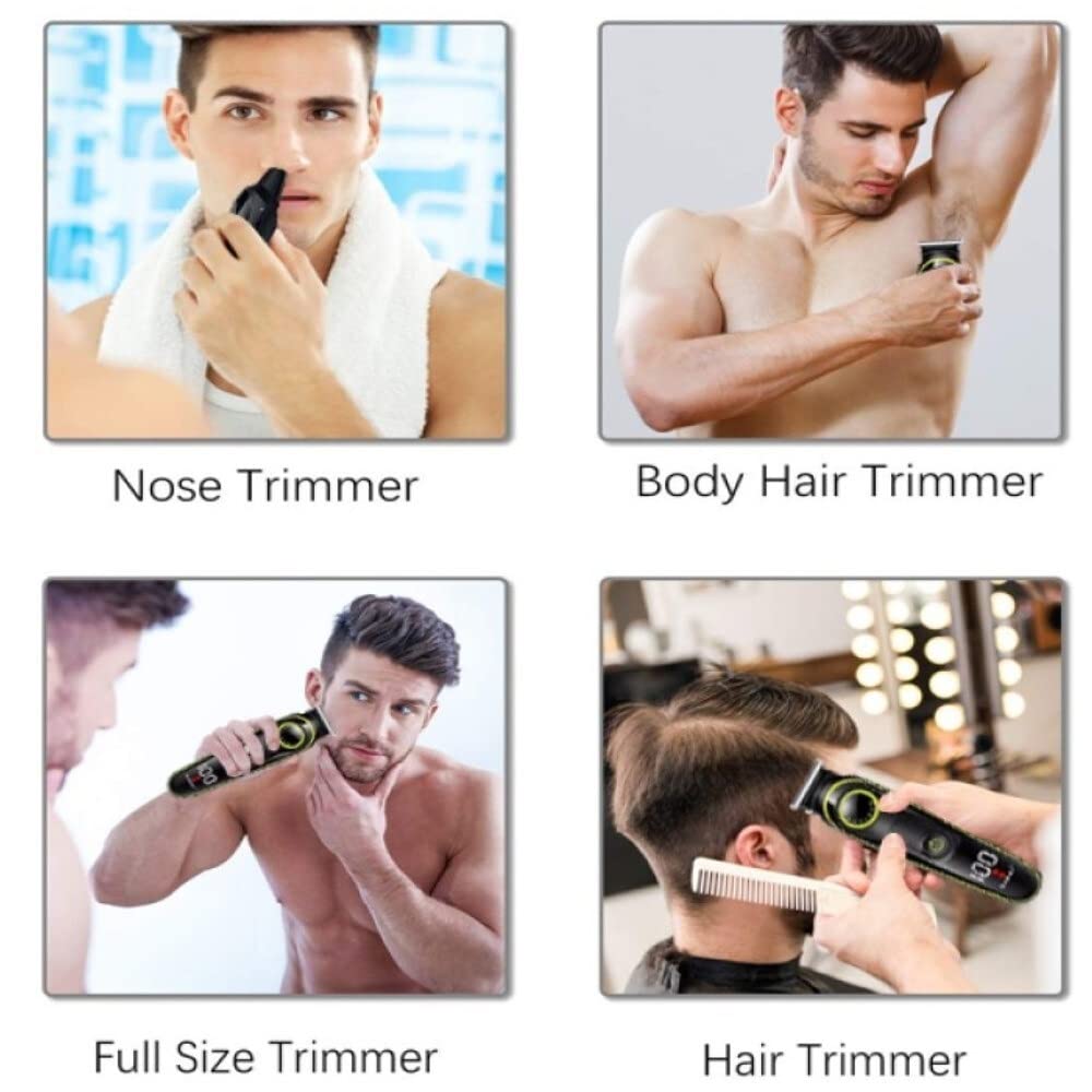 Professional Cordless Hair Clippers & Beard Trimmer for Men - 5-in-1 Electric Shaver with Nose Trimmer Attachment - Perfect for Home Barbering, Travel Grooming & DIY Haircuts