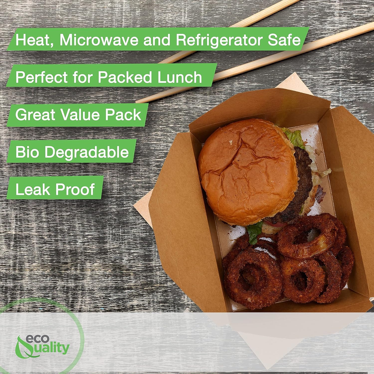 EcoQuality 49 oz Kraft Brown Microwaveable Take Out Food Containers - Leak & Grease Resistant To-Go Boxes for Restaurants, Catering, Food Trucks - Recyclable Lunch Boxes (Pack of 400) - Perfect for Hot Meals, Leftovers & Food Delivery Services