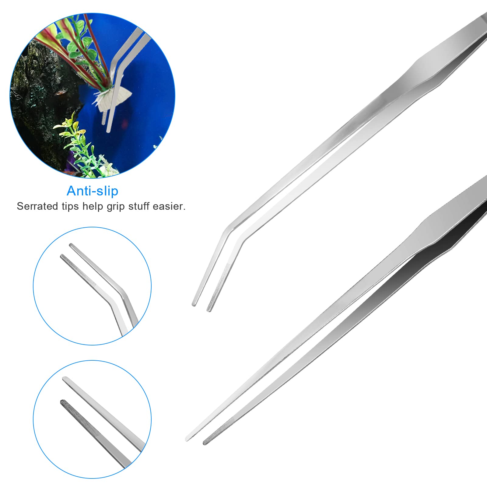 Premium 4-in-1 Stainless Steel Aquarium Tools Kit - Anti-Rust Aquatic Plant Scissors, Tweezers, Spatula for Fish Tank Cleaning & Aquascaping | Perfect for Freshwater Planted Tanks, Nano Aquariums & Aquascaping Enthusiasts