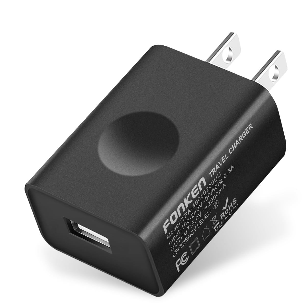 FONKEN 5V 2A USB Wall Charger - Fast Universal Travel Power Adapter for iPhone, iPad, Samsung, Google Nexus, LG, Moto | Compact Cube Design for Home, Office & Travel Charging
