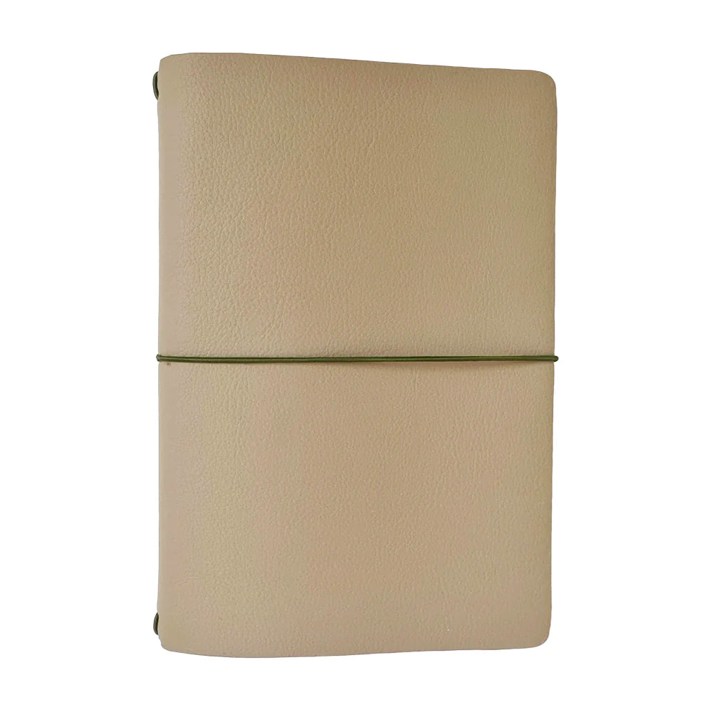 Refillable Cactus Leather Journal - Eco-Friendly Travel Notebook for Writing & Sketching - Beige - Perfect for Travelers, Artists & Journaling Enthusiasts