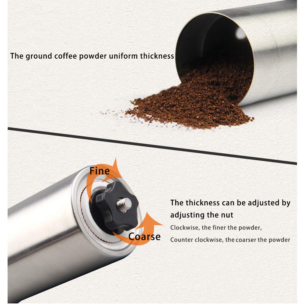Portable Manual Coffee Grinder - Stainless Steel Adjustable for Home & Travel