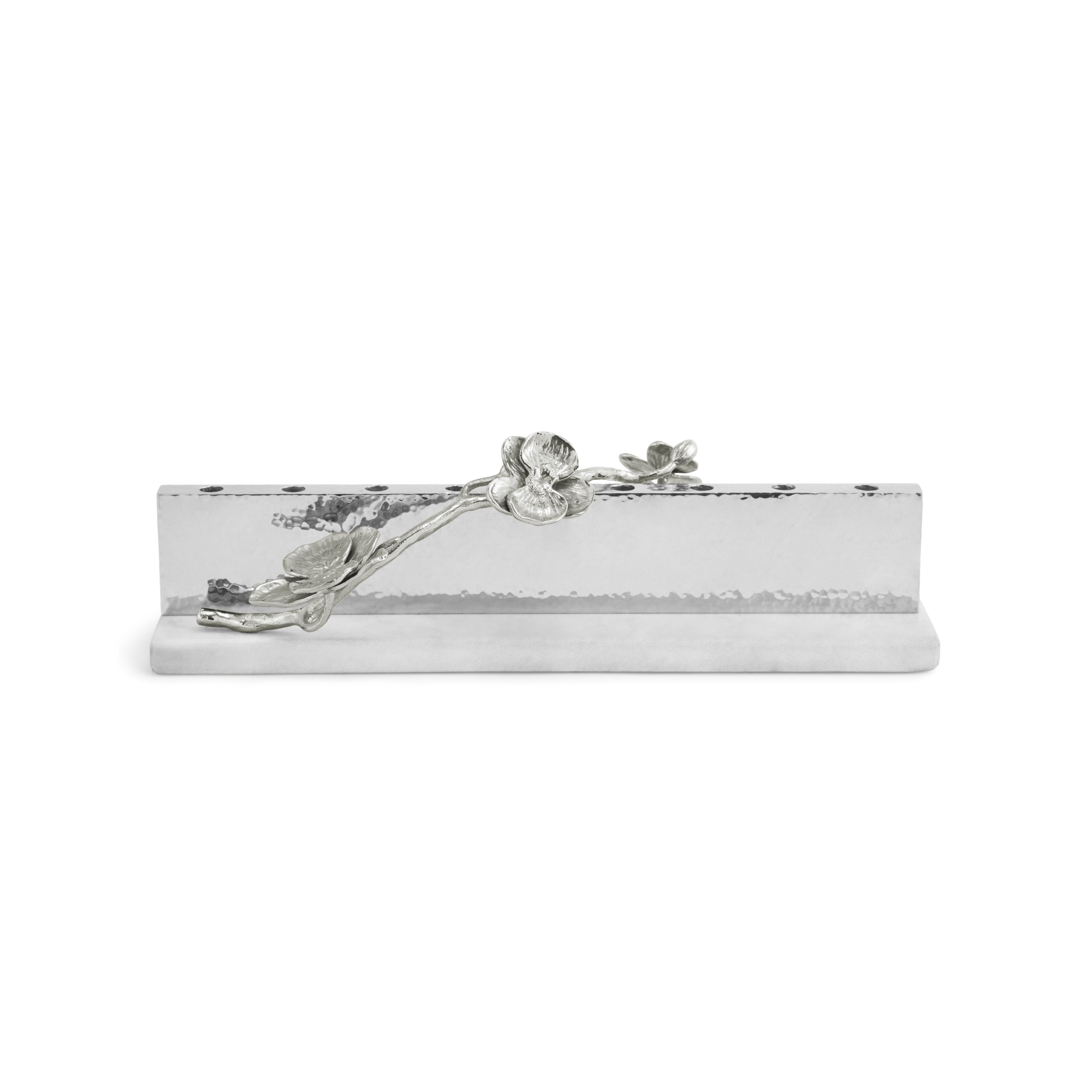 White Orchid Menorah - Elegant Hanukkah Candle Holder for Jewish Holiday Decorations - Perfect for Home, Synagogue & Festival Celebrations
