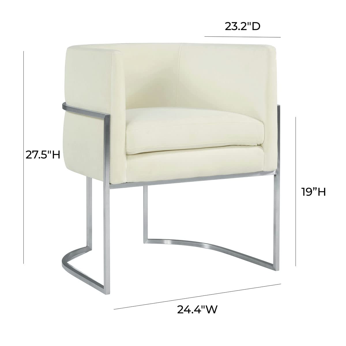 Premium Giselle Cream Velvet Dining Chair with Silver Metal Legs - Elegant Upholstered Seat for Dining Room, Kitchen, or Home Office - Soft & Comfortable Modern Furniture