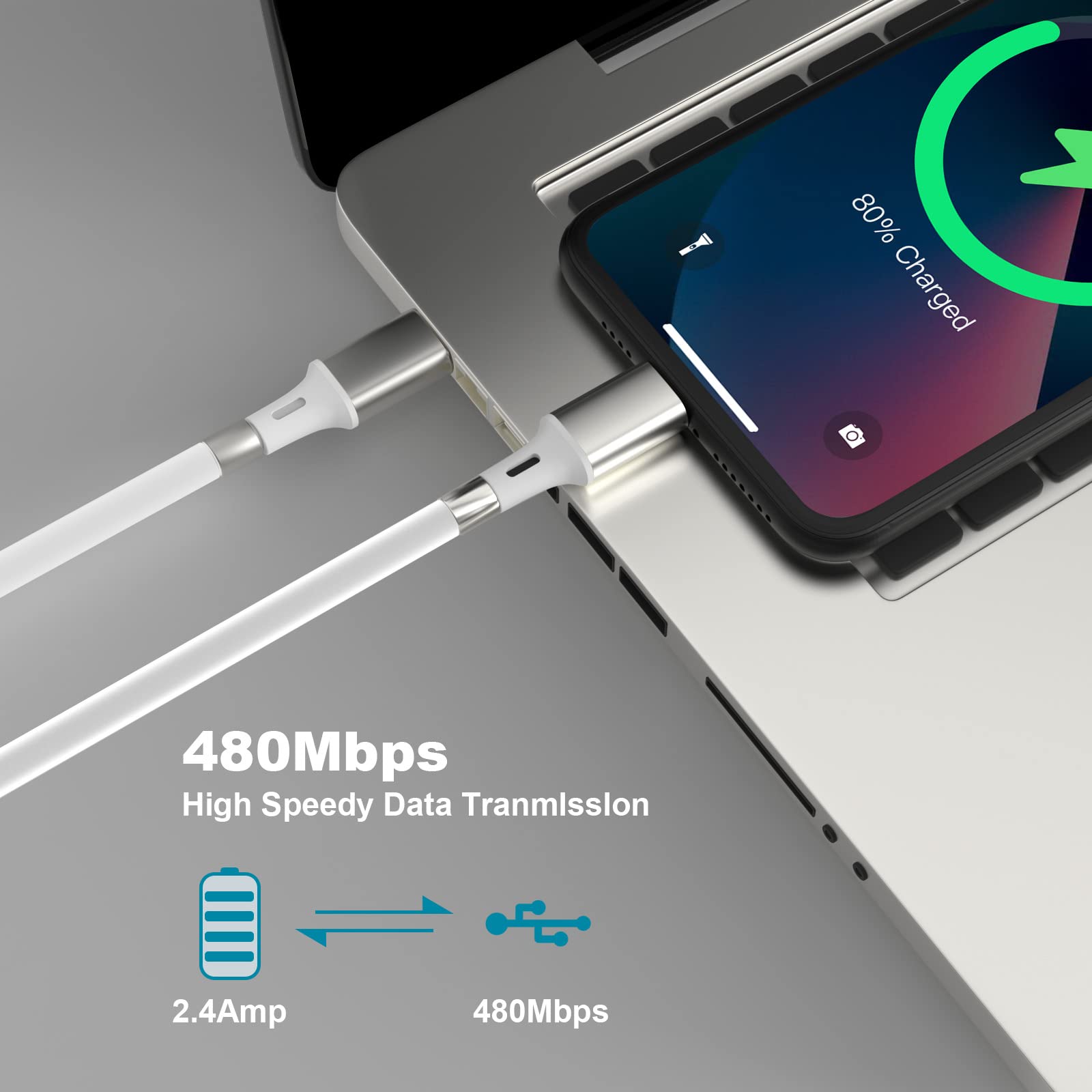 Magnetic USB C to Lightning Cable 3.3ft - Fast Charging, Tangle-Free, Nano Absorption Technology - Compatible with iPhone 14/13/12/11/XS/XR/8/7/6s/6/5S/SE - Perfect for Travel, Office, and Home Charging