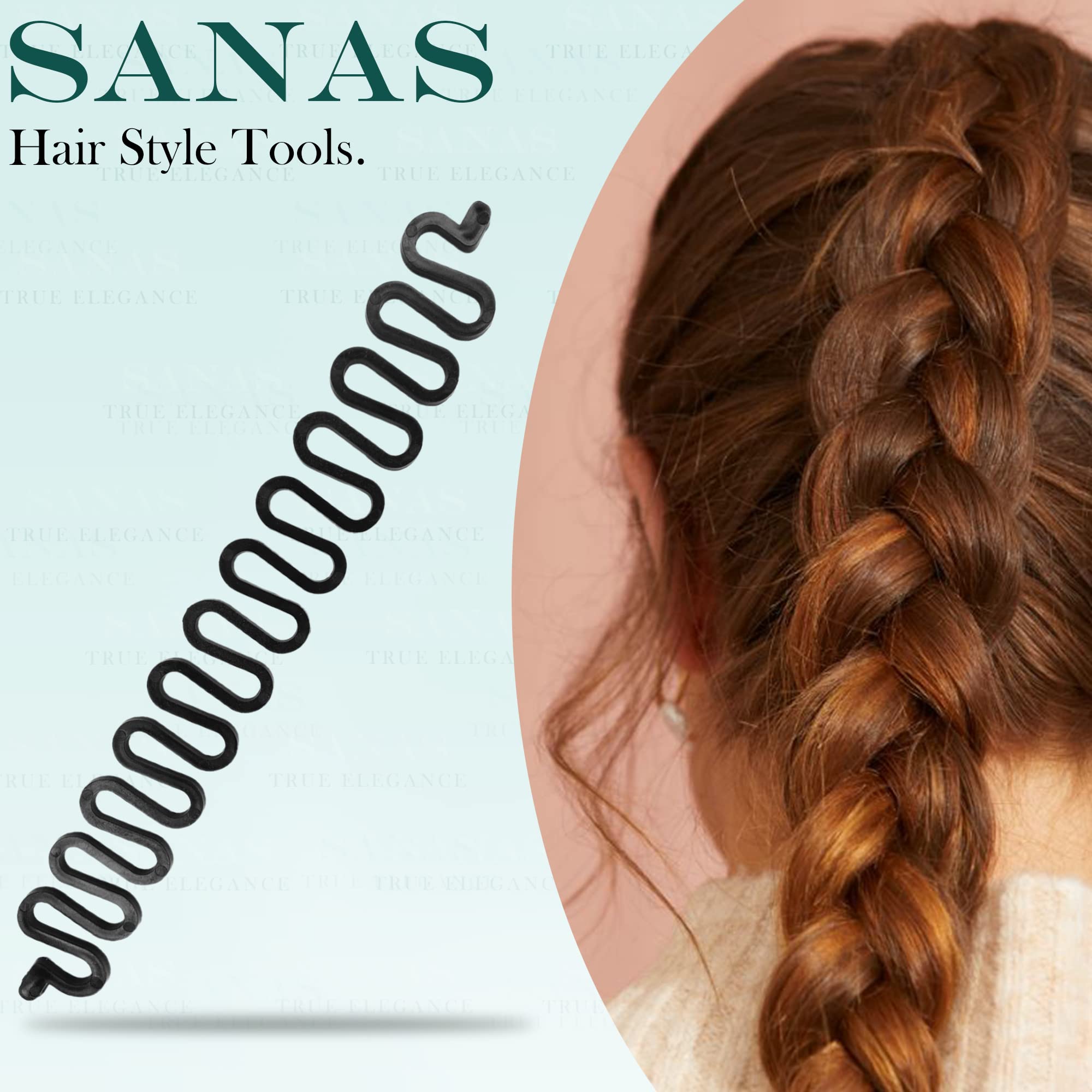 Sanas Hair Bun Maker Tool - French Braid & Updo Styling Accessories for Women - Perfect for Parties, Weddings & Everyday Hairstyles (1Pc, Black)