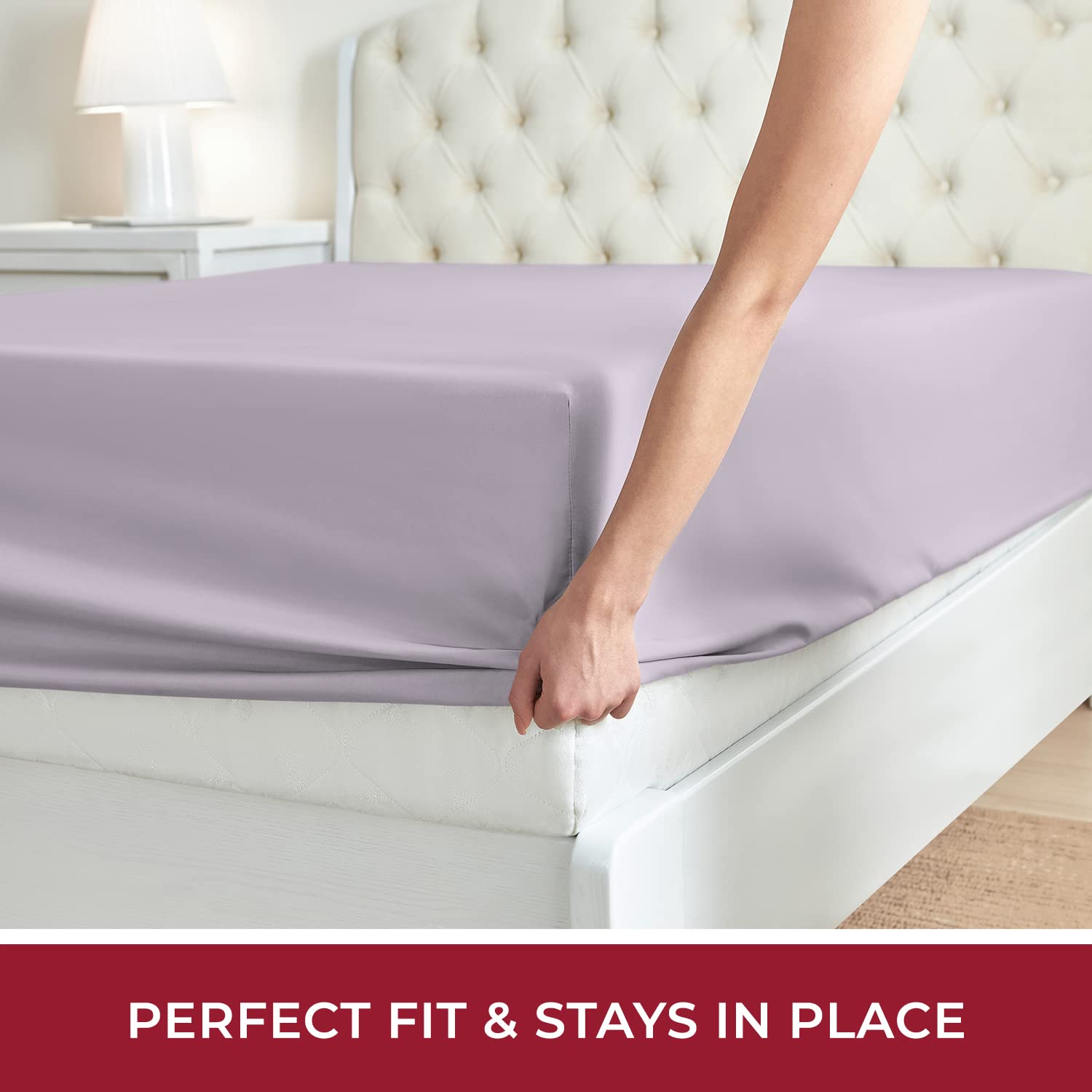 Mellanni King Size Fitted Sheet - Ultra Soft & Cooling Deep Pocket Bed Sheet (16 Inch) - Stain & Fade Resistant - Luxury Bedding for Master Bedroom - 1 PC (King, Lavender) - Perfect for Hot Sleepers & Allergy Sufferers