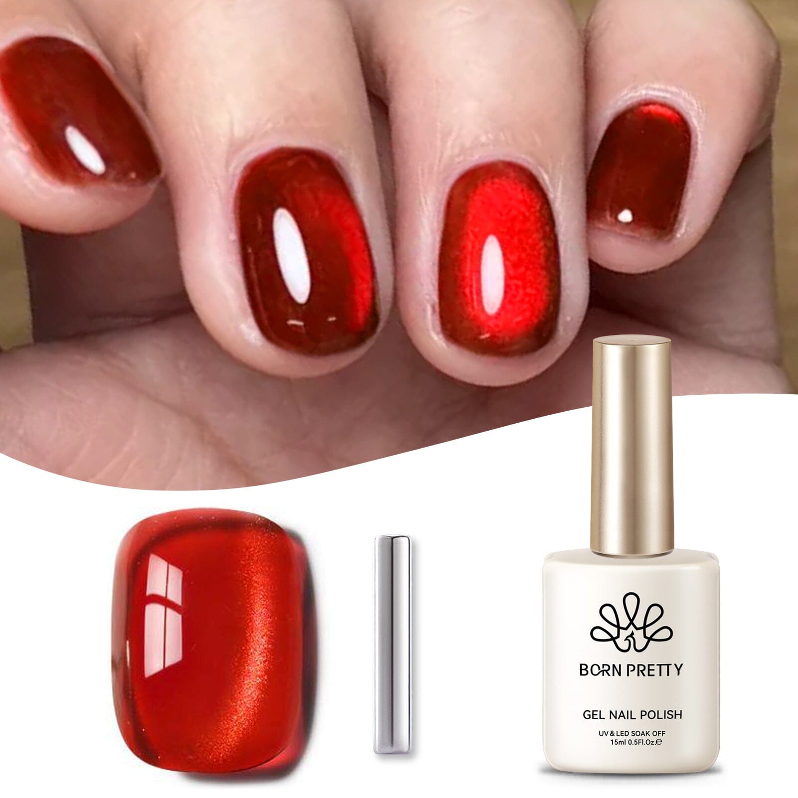 Red Glass Cat Magnetic Gel Polish MY249 - 15ml Professional Nail Art Kit for Stunning Cat Eye Nails | Perfect for Salon, Home Manicure & Special Occasions