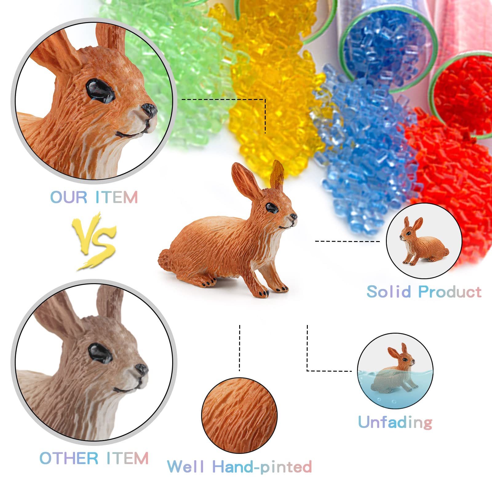 LC JoyCre Bunny & Piggy Figurines Set - 8PCS Farm Animal Cake Toppers for Kids Birthday Party Decorations, Baby Shower, Easter Celebration & Toddler Playtime
