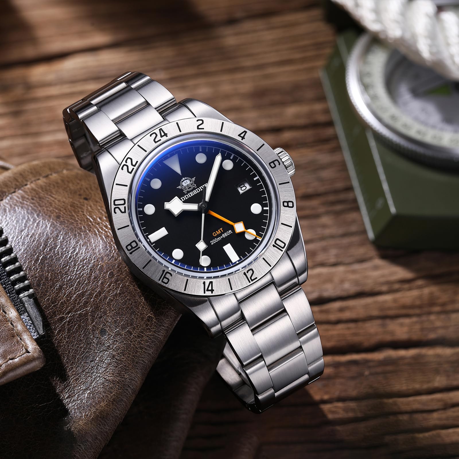 ADDIESDIVE Men's GMT Diver Watch - 200M Water Resistant, Luminous Analog Quartz Movement, Dual Time Zone Function | Perfect for Scuba Diving, Travel & Business Professionals
