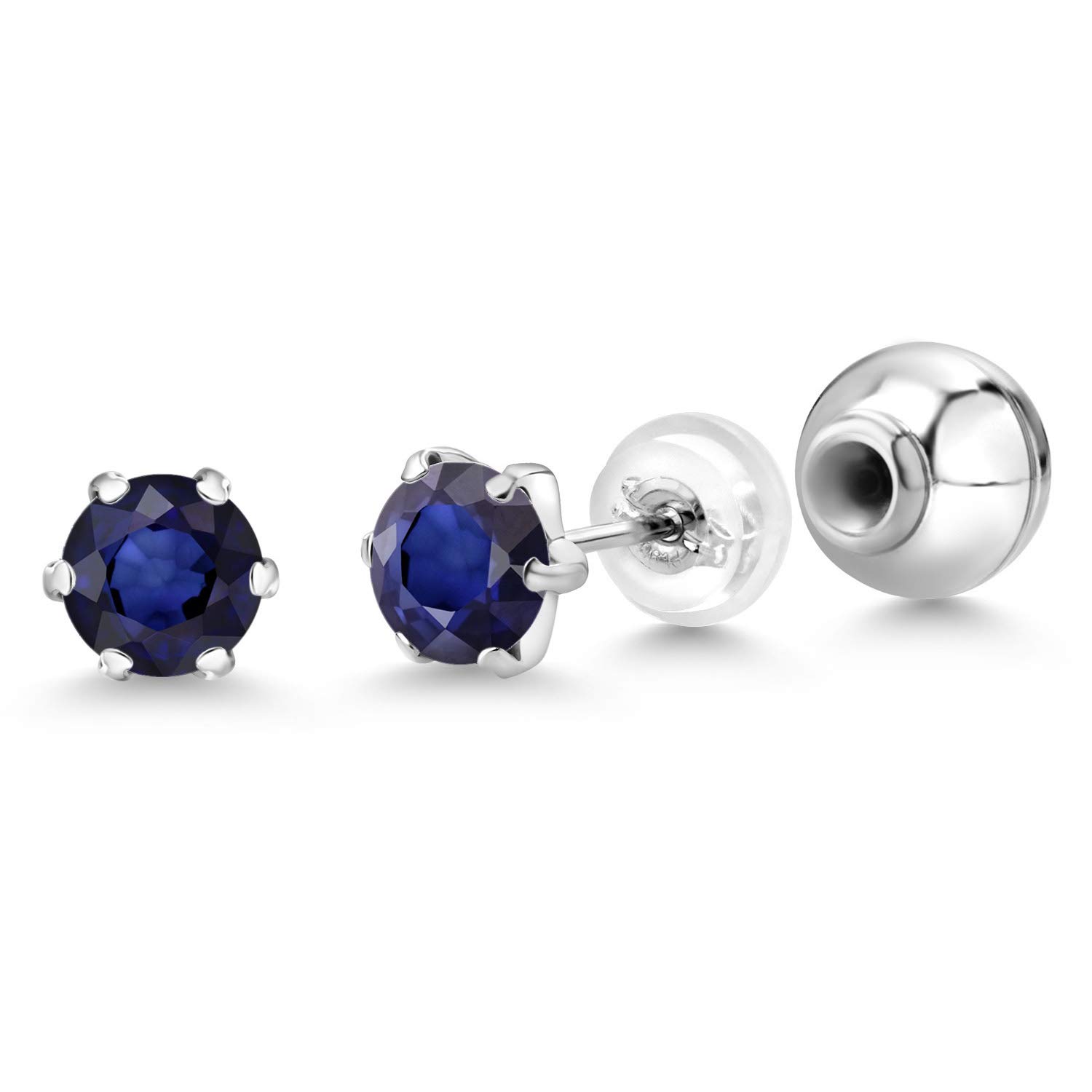 Blue Sapphire Stud Earrings for Women – 1.12 Ct Platinum Birthstone Jewelry (5MM Round Gemstone) | Perfect Gift for Birthday, Anniversary & Special Occasions