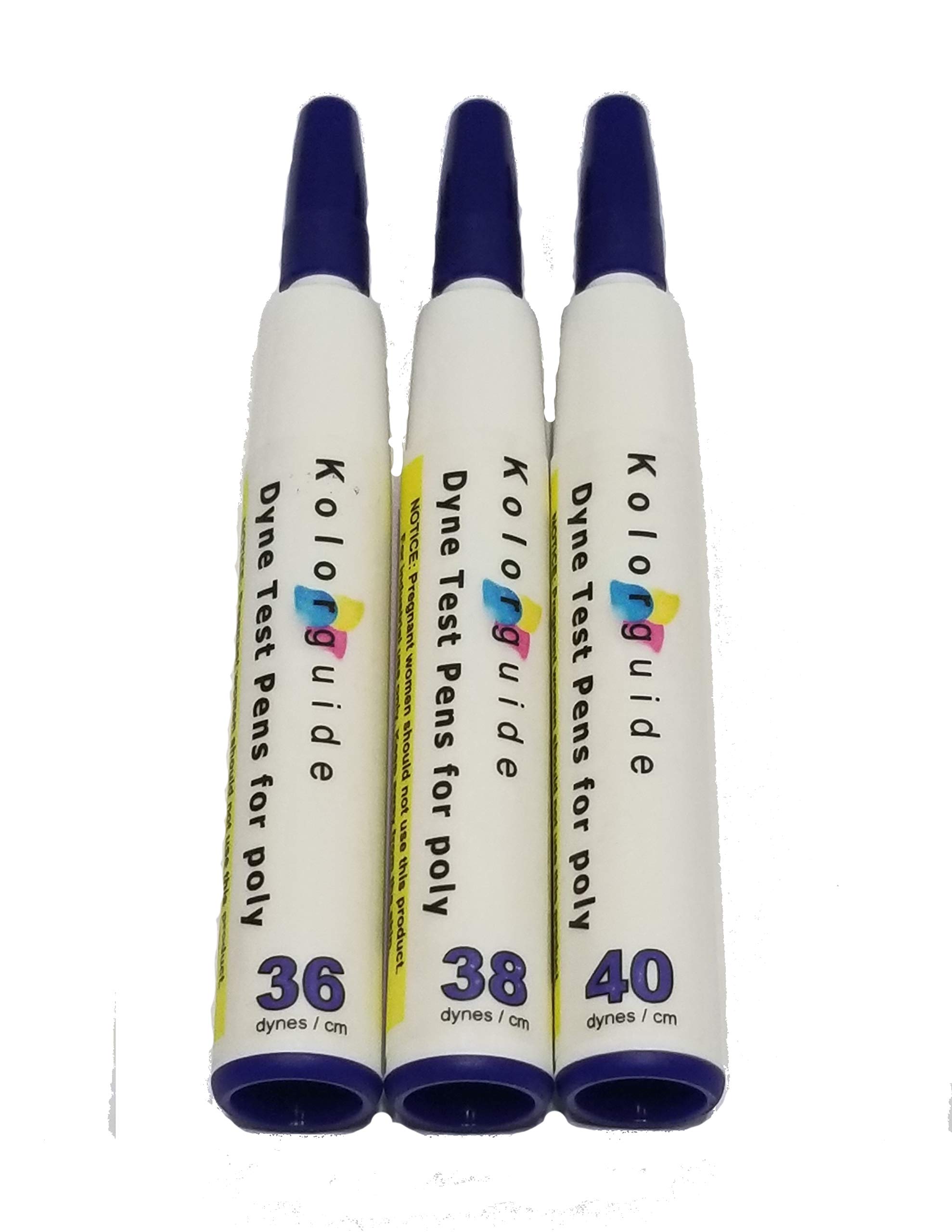 Dyne Test Pens (12-Pack) - Flexo Kit with 4 Units Each: 36, 38 & 40 Dyne/cm - Surface Tension Testing for Printing, Packaging & Quality Control