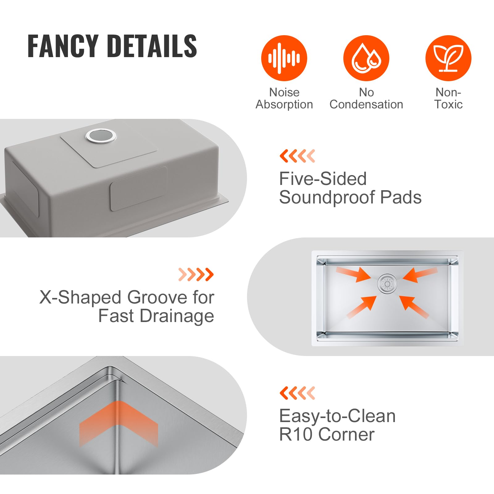 VEVOR 30 Inch 304 Stainless Steel Kitchen Sink - Single Bowl Drop-In/Undermount Design with Drainboard & Accessories - Perfect for Home Kitchens, RV, Prep Stations & Bars - Durable & Stylish Sink for Dishwashing, Food Prep & Entertaining