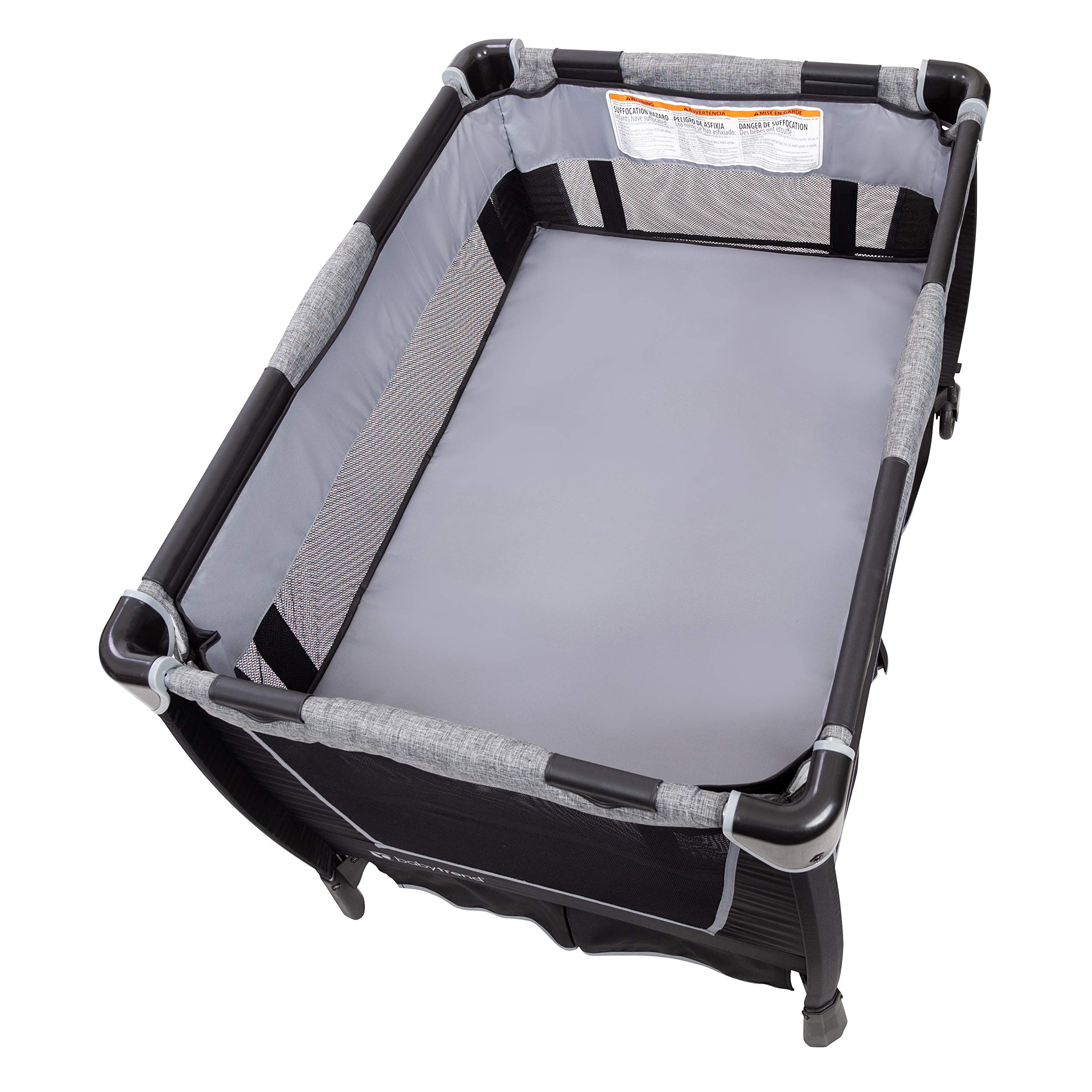 Baby Trend Retreat Twins Nursery Center - Portable Infant Playard with Canopy & Storage, Quarry Grey | Perfect for Twins, Travel, Daycare & Home Use