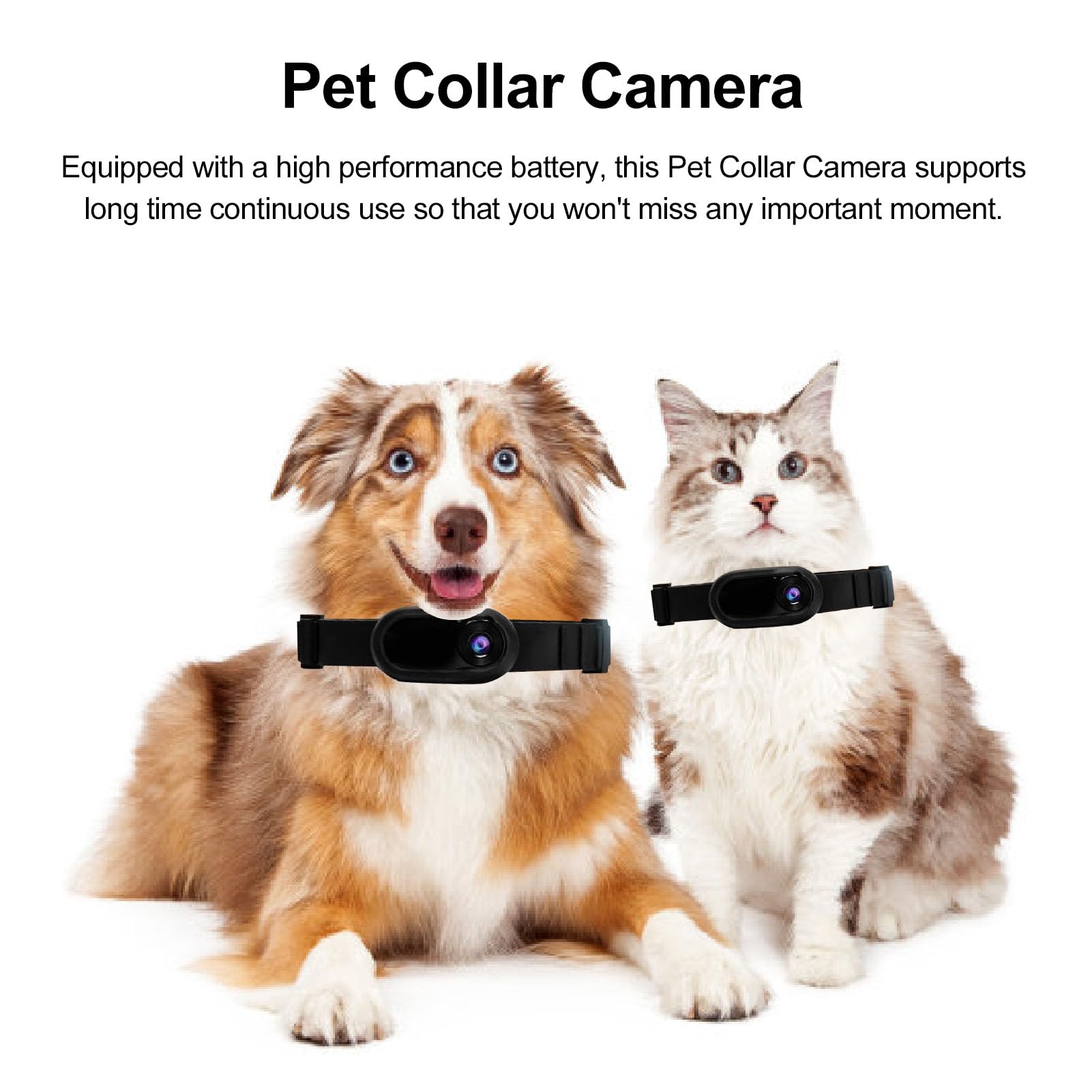 HD 1080P Pet Camera Collar for Cats & Dogs - 0.96