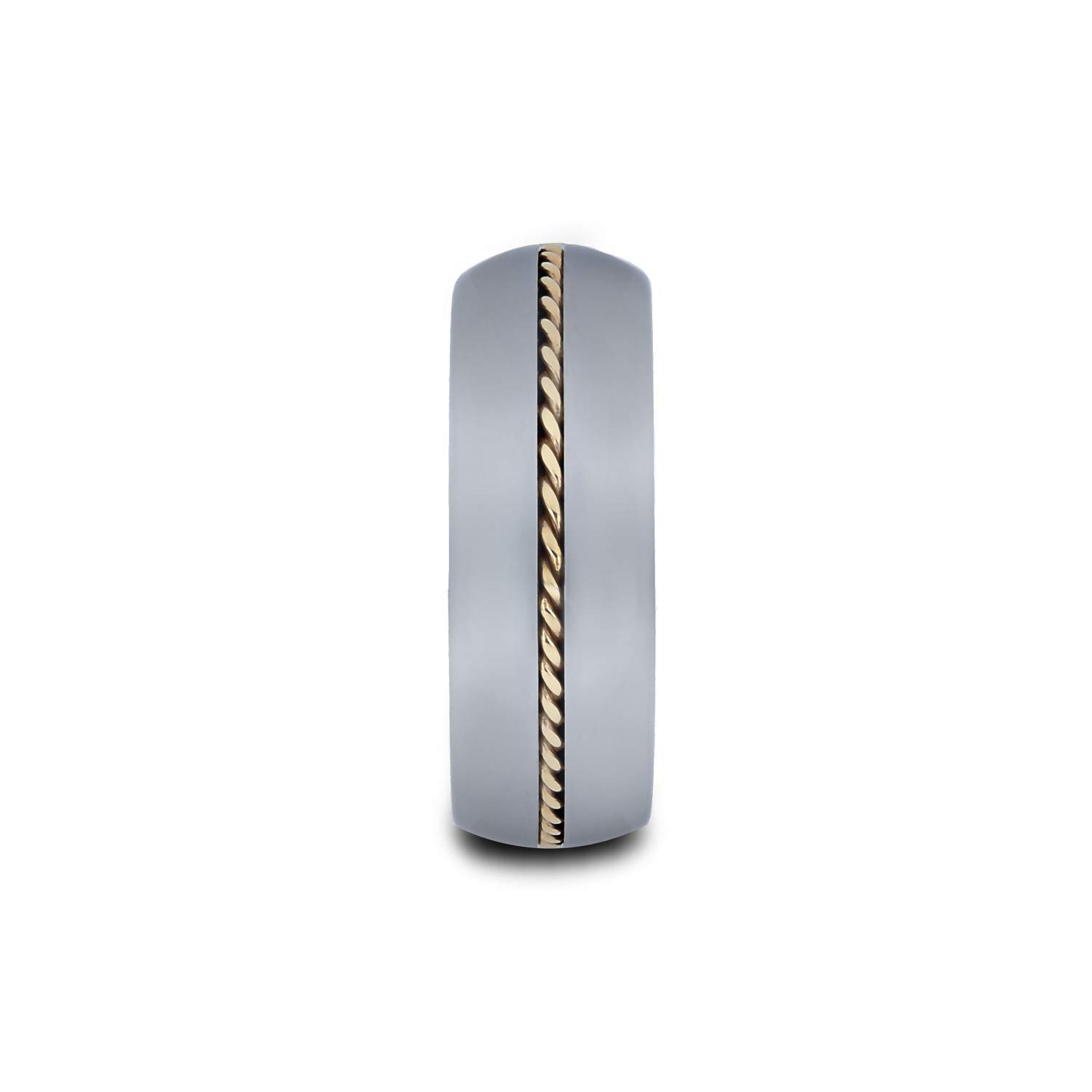 14K Gold Inlay Tungsten Wedding Band for Men - Braided & Domed Design (6mm & 8mm Widths) - Durable & Hypoallergenic Ring for Weddings, Anniversaries & Special Occasions