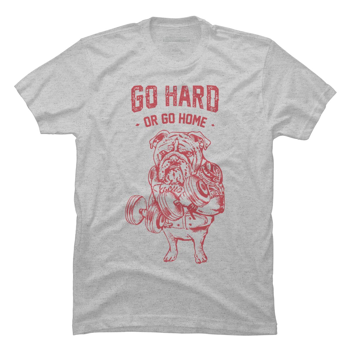 Go Hard or Go Home English Bulldog Graphic T-Shirt for Men | Vintage-Inspired Design by Huebucket | Casual Wear, Gym, Street Style