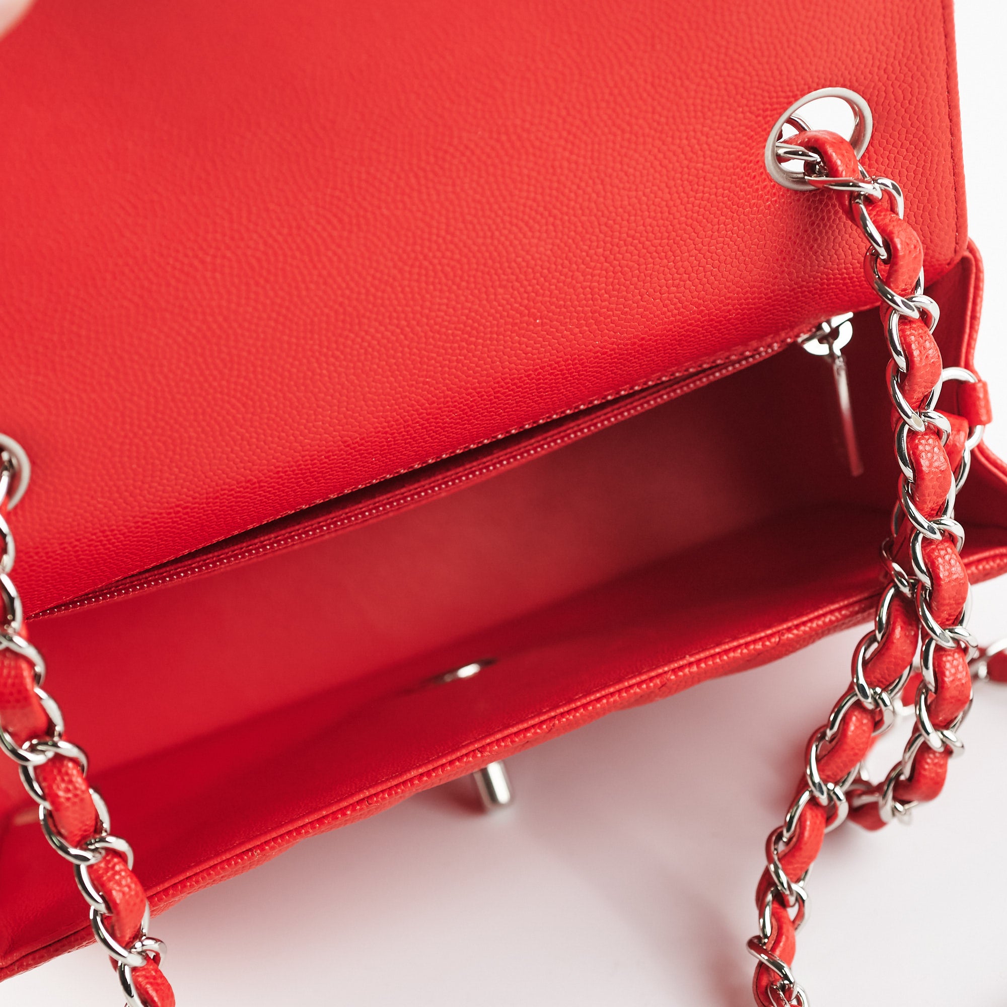 Chanel Mini Rectangular Flap Bag in Caviar Leather - Classic Red Luxury Crossbody Purse for Women | Perfect for Evening Parties, Date Nights & Special Occasions