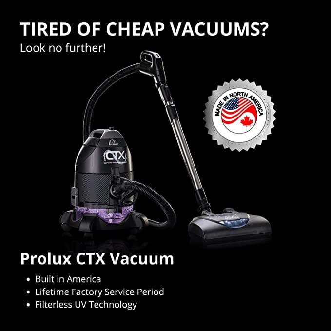 Prolux PLCCTX PRO Bagless Canister Vacuum Cleaner with HEPA Water Filtration System - Powerful Suction for Hardwood Floors, Carpets & Pet Hair - Ideal for Home Cleaning & Allergies Relief