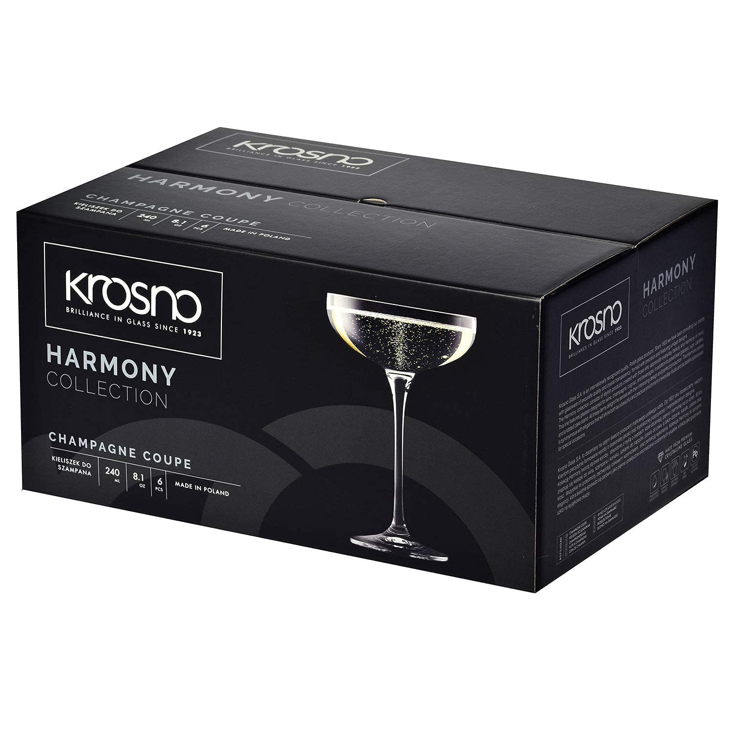 Premium Krosno Glassware Set - 6 Large White Wine Glasses (13.2 oz) & 6 Champagne Coupe Glasses (8.1 oz) | Elegant Drinkware for Home Bar, Wedding Reception & Dinner Party | Dishwasher Safe Crystal Clear Glass Cups