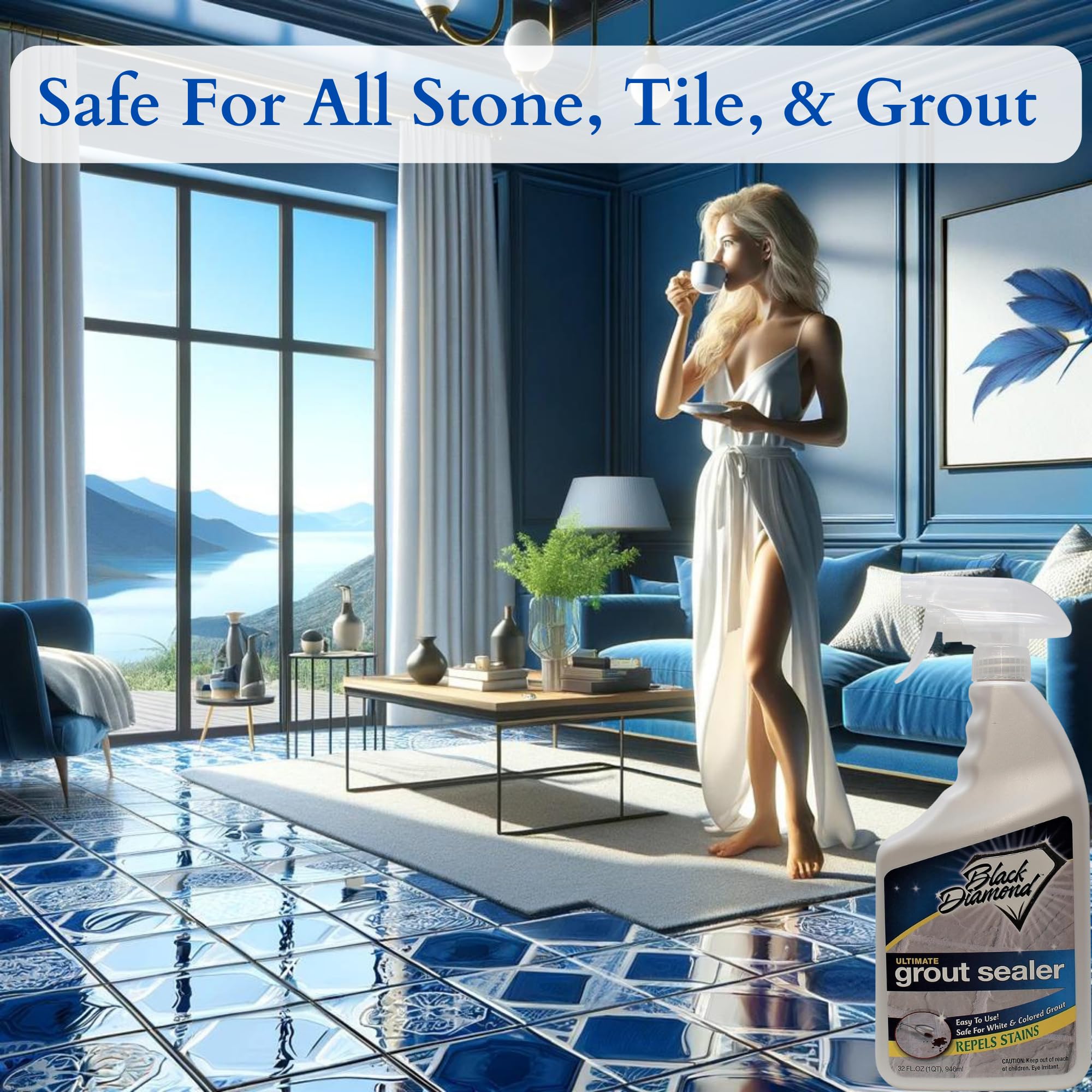 Black Diamond Stoneworks Ultimate Grout Sealer – Premium Stain & Waterproof Protector for Tile, Marble, Floors, Showers & Countertops – Long-Lasting Protection for Bathrooms, Kitchens & High-Traffic Areas