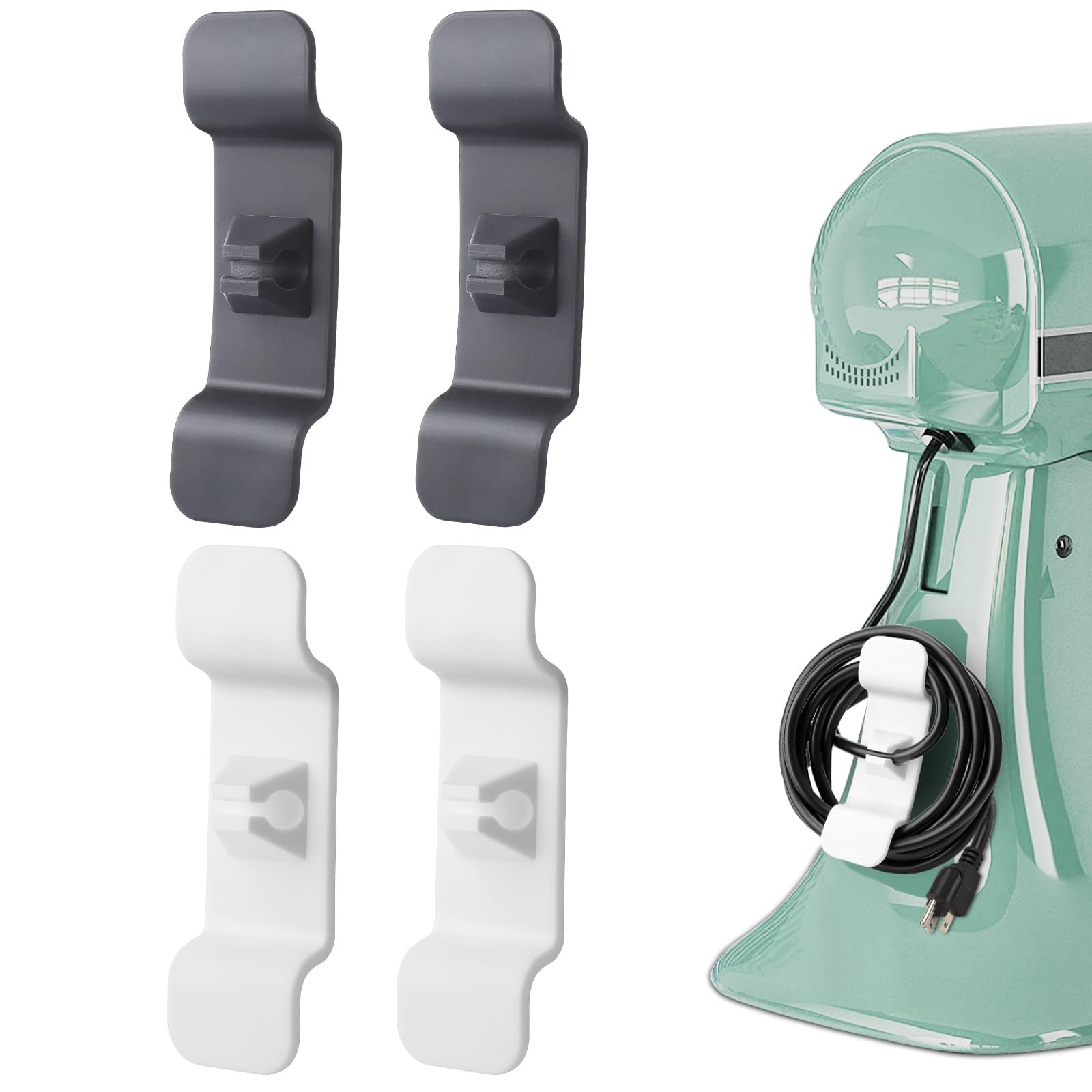 4 Pack Kitchen Appliance Cord Organizers - Reusable Cable Clips for Small Appliances, Power Cord Holders for Blenders, Mixers, Toasters - Perfect for Neat Kitchen Countertop Organization