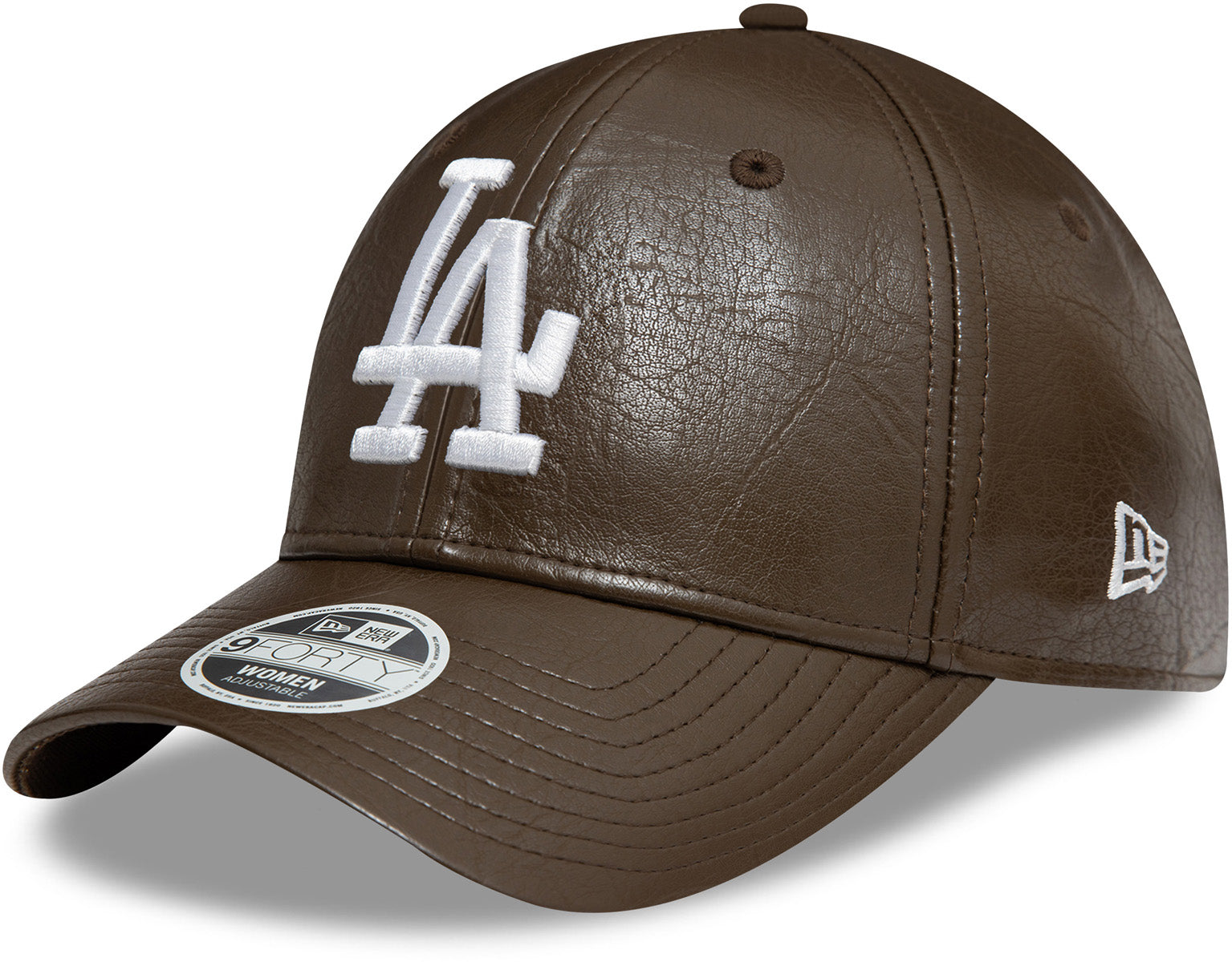 Los Angeles Dodgers Women's New Era 9Forty Crinkled PU Brown Baseball Cap - Stylish Adjustable Hat for Baseball Fans, Fashion & Outdoor Activities