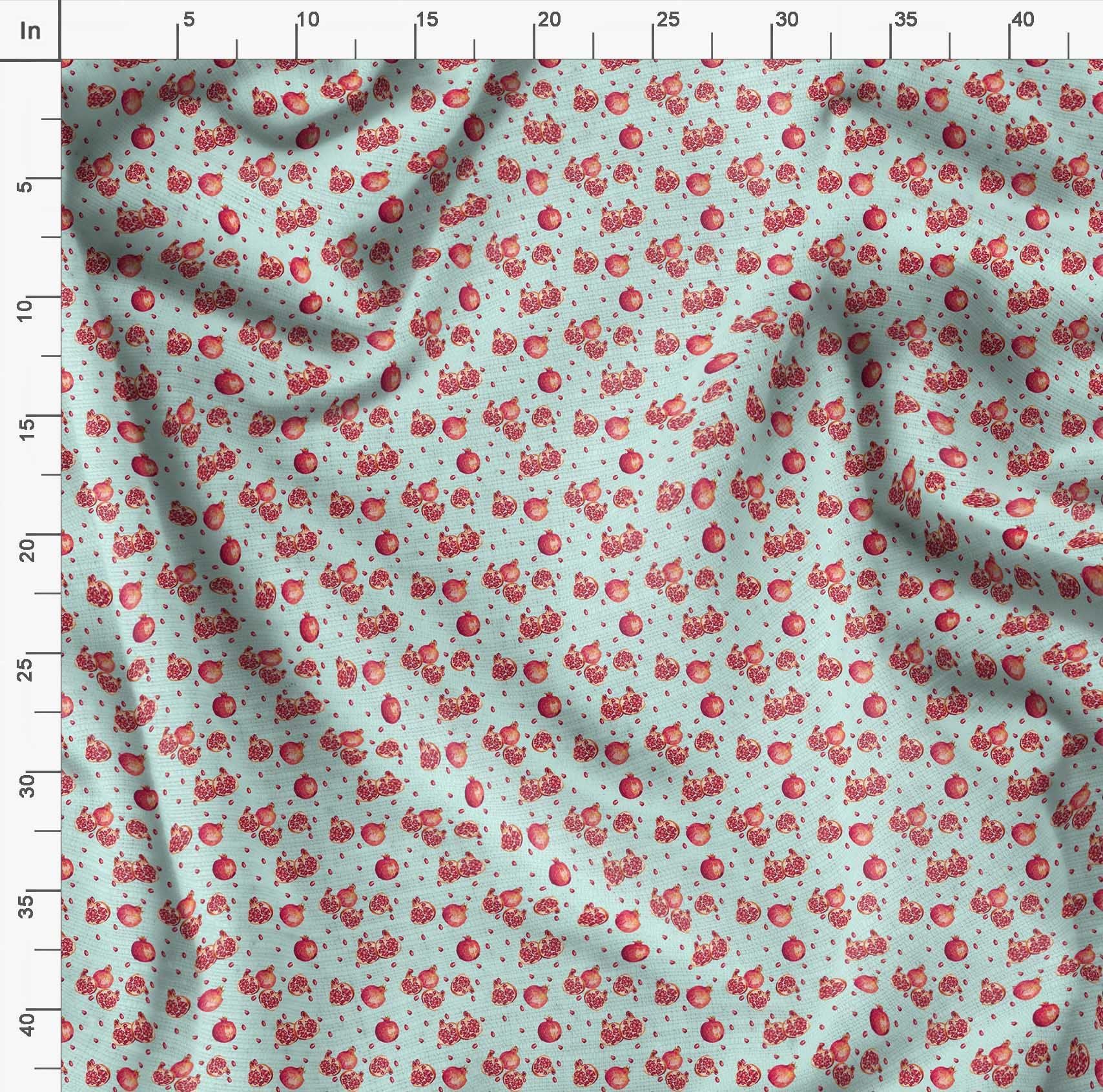 Soimoi Moss Georgette Green Fabric by The Yard - 42 Inch Wide Pomegranate Fruits Printed Material - Exotic Design for Dresses, Curtains & DIY Fashion Projects - Lightweight & Flowy Fabric for Sewing, Home Decor & Crafting