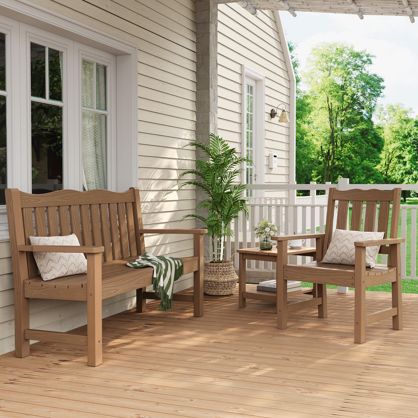 Stoog All-Weather Patio Chair - 400 lbs Weight Capacity - Real Wood Look Outdoor Furniture for Deck, Pool & Backyard - Perfect for Relaxing in Garden or by Swimming Pool