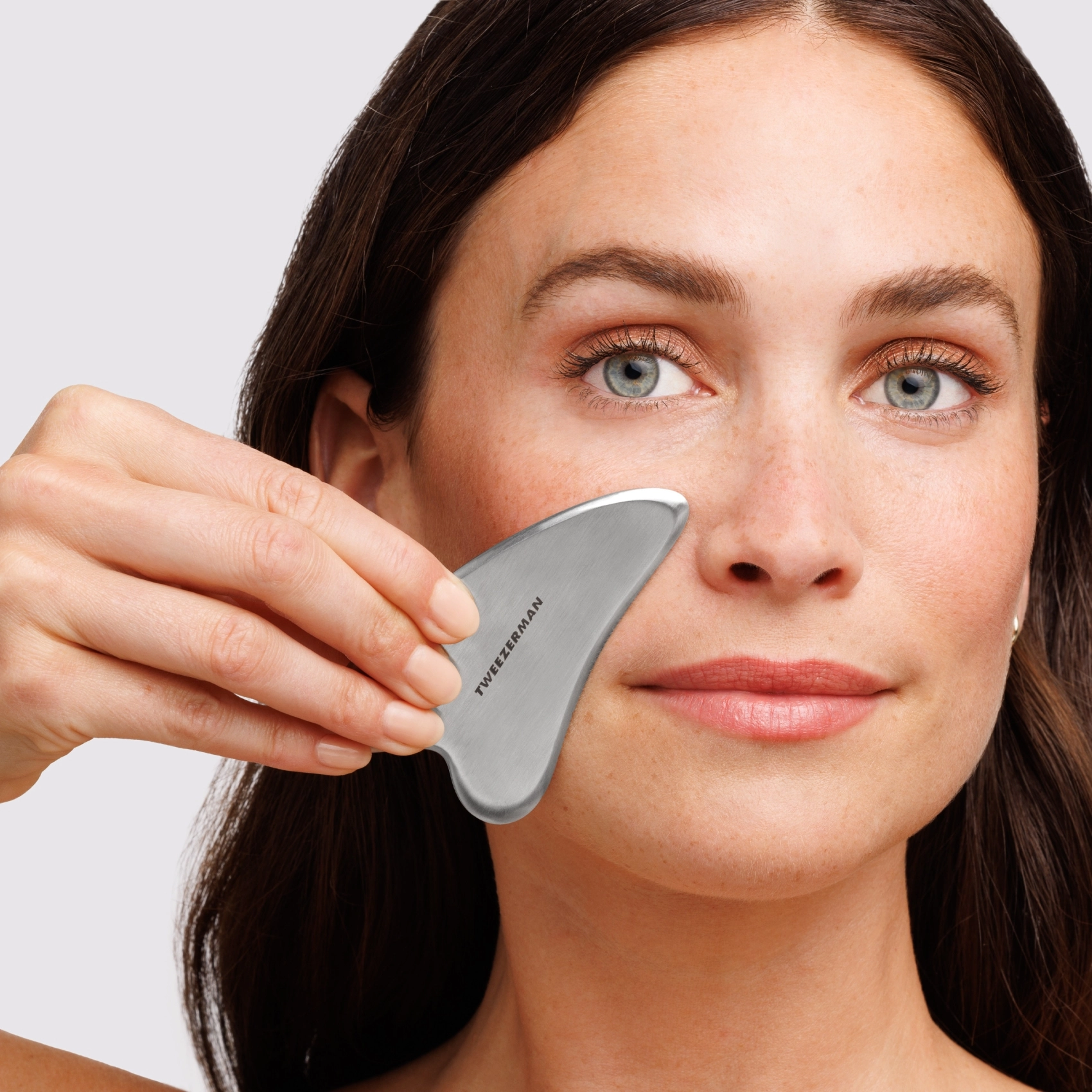 Tweezerman Stainless Steel Gua Sha Tool - Facial Massager for Skin Care, Lymphatic Drainage & Relaxation - Perfect for At-Home Spa & Self-Care Routine