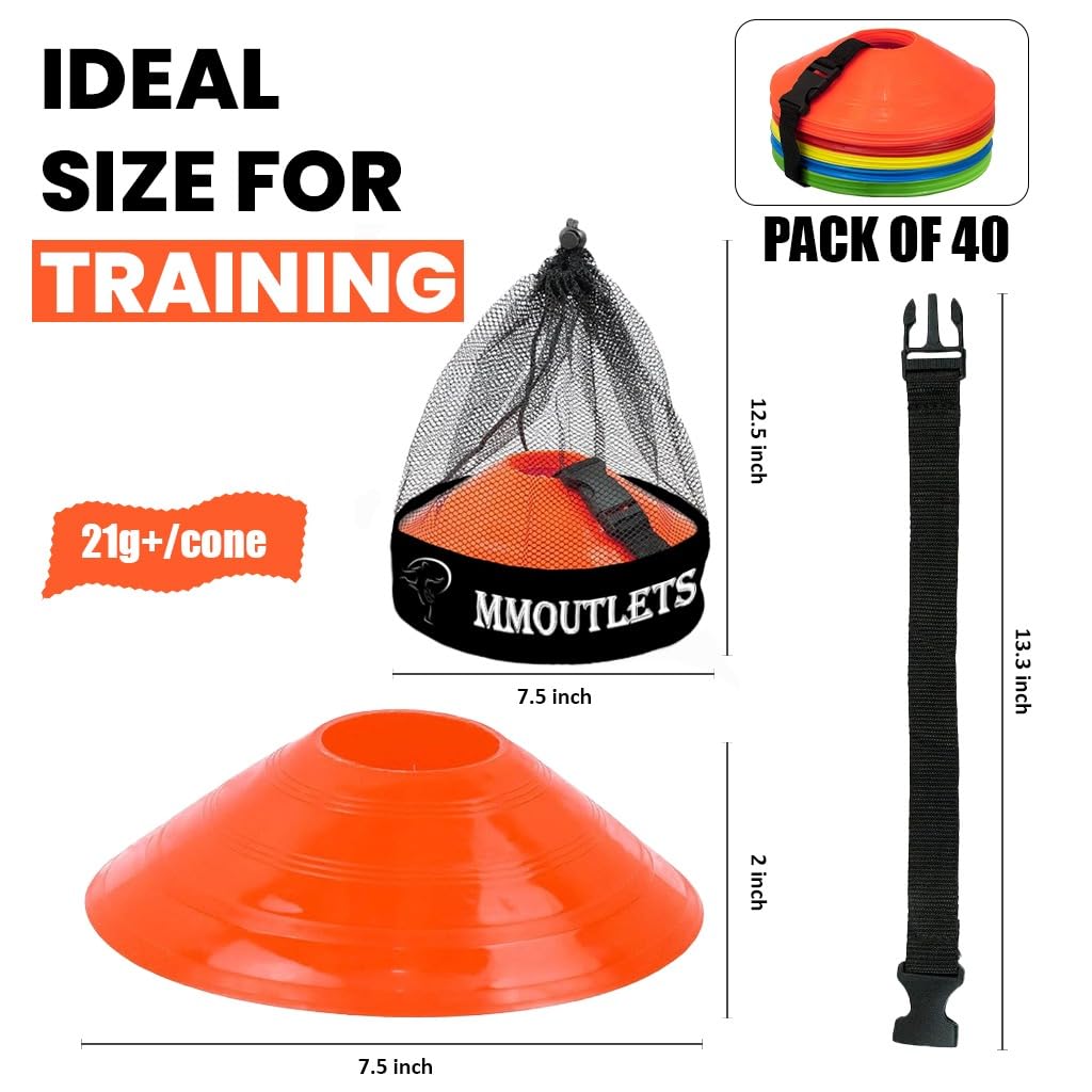 60/40/20 Pack Pro-Grade Soccer Training Cones Set – Durable Agility Cones with Carry Bag & Strap Holder for Football, Basketball & Sports Drills | Perfect for Coaches, Athletes & Team Practice Sessions