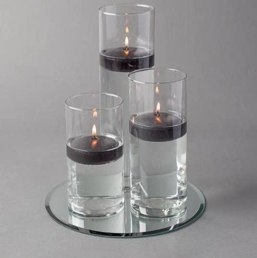 Eastland 48-Piece Round Mirror and Cylinder Vases Centerpiece Set with Richland Floating Candles - 12