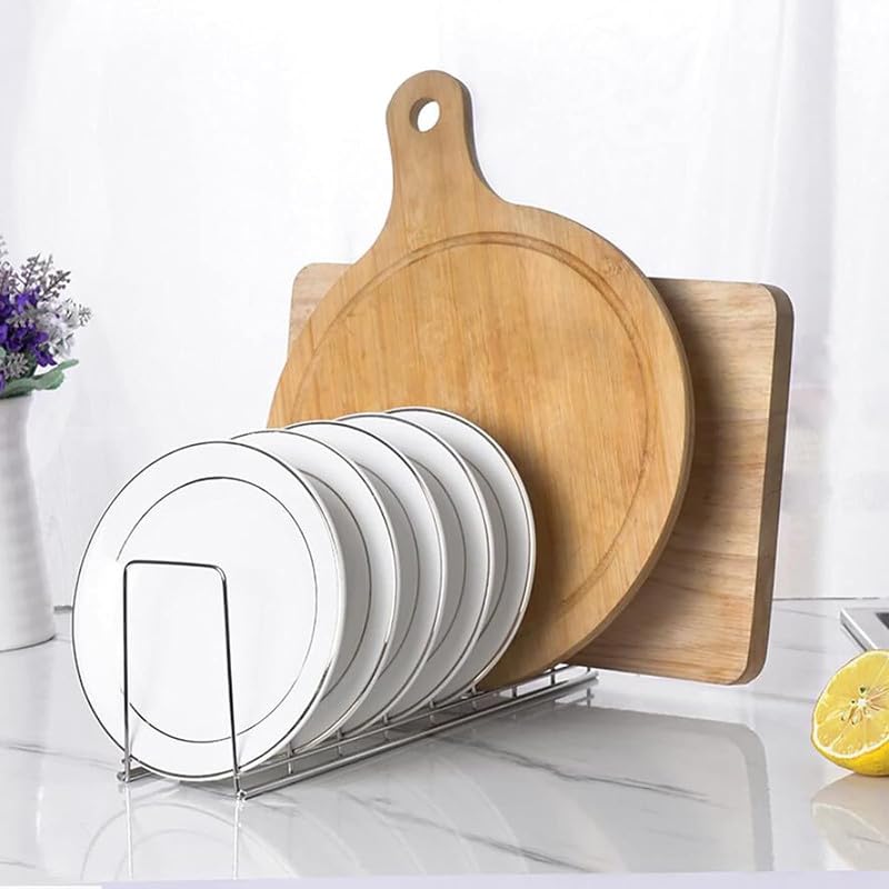 MosQuick® Stainless Steel Dish Rack for Kitchen - Space Saving Plate Organizer, Cup & Bowl Holder - Perfect for Kitchen Cabinet, Countertop or Under Cabinet Storage - Ideal for Small Kitchens, Apartments & Dorm Rooms
