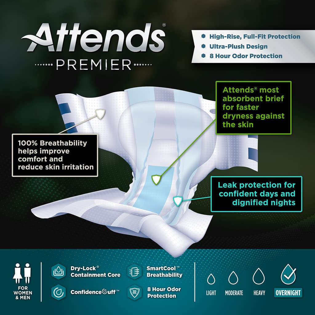 Attends Premier Adult Incontinence Briefs - Large Size (44