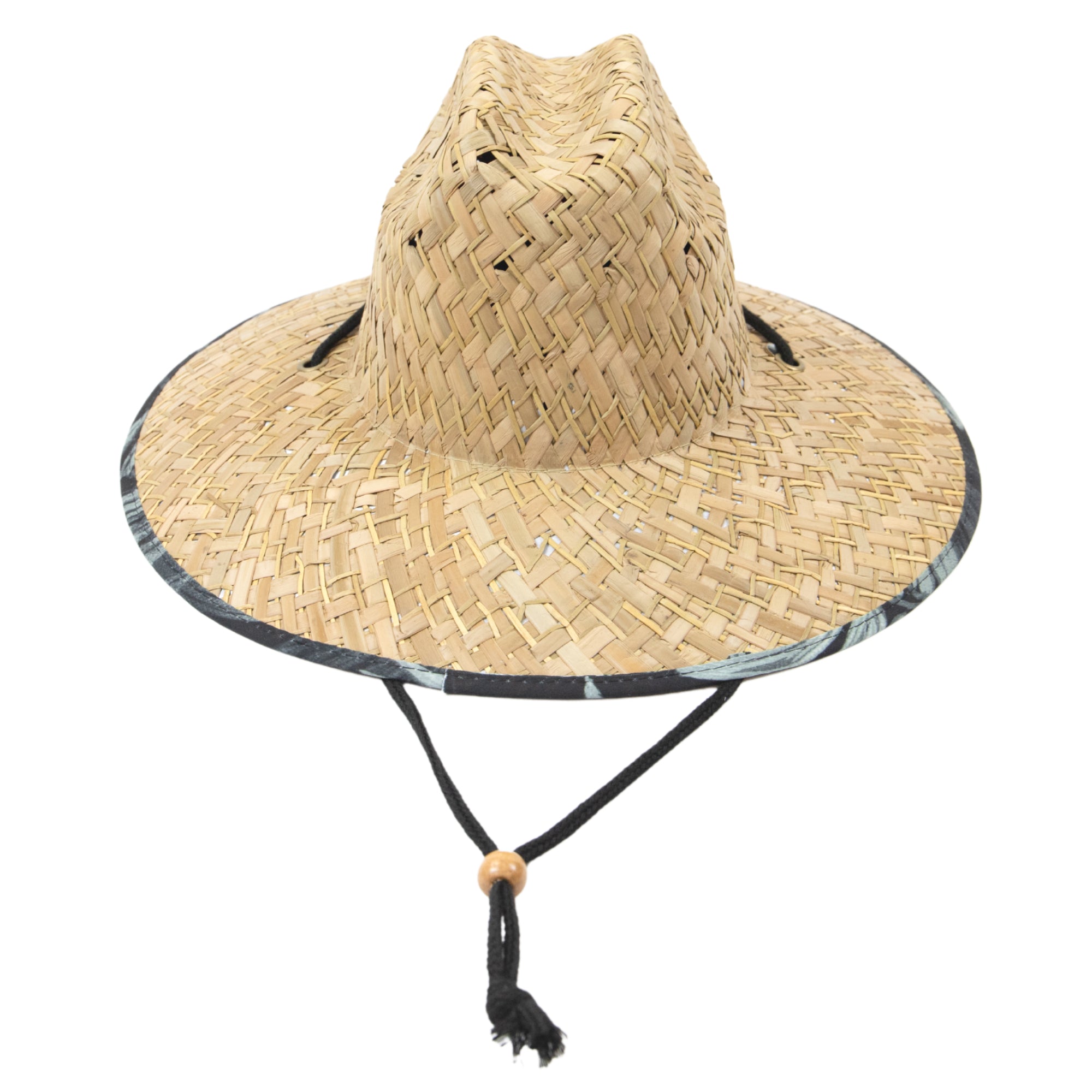 Men's Straw Lifeguard Hat with Palm Print - Beach, Pool, and Summer Outdoor Sun Protection Accessory