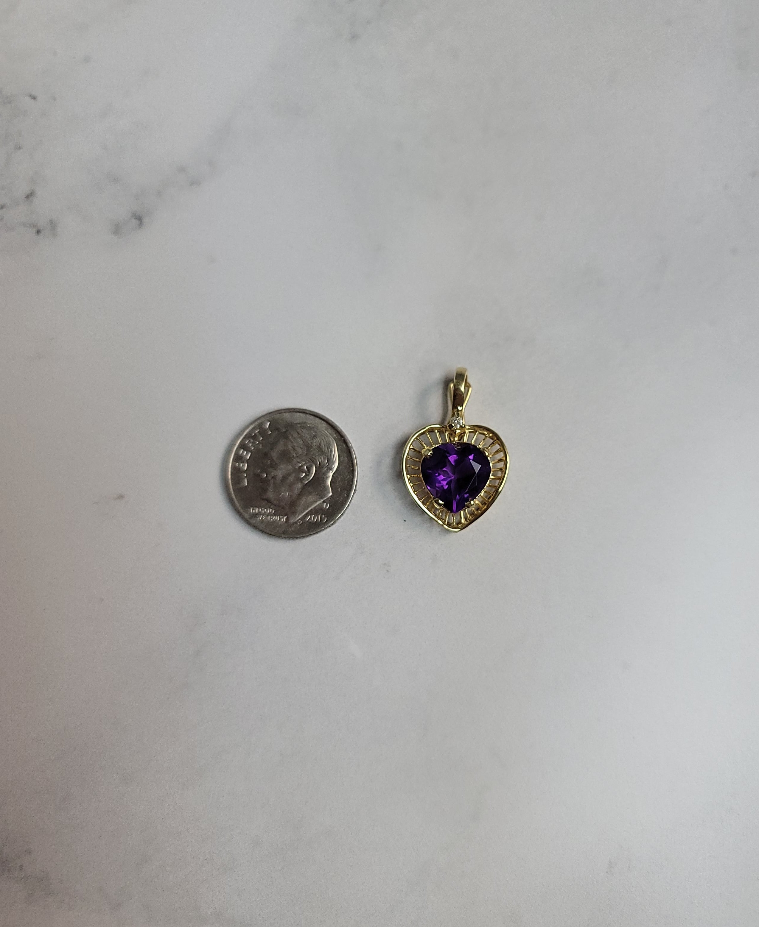 14K Yellow Gold Heart Shaped Amethyst Necklace for Women - Elegant Valentine's Day Gift, Anniversary Present & Romantic Jewelry for Her