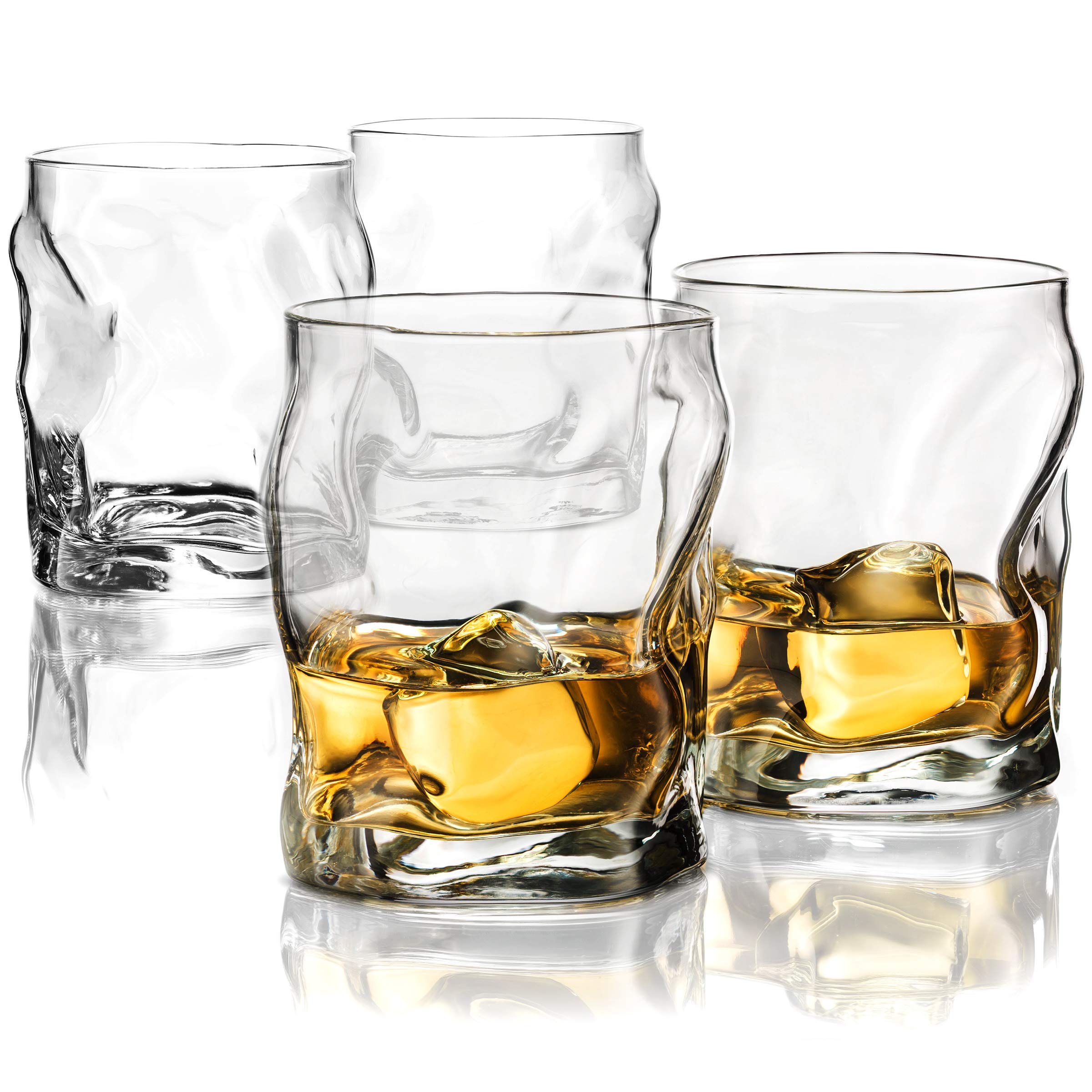 Premium Double Old-Fashioned Whiskey Glasses Set of 4 - 14.25oz Crystal Clear Bar Glasses for Bourbon, Scotch, Cocktails & More - Perfect for Home Bars, Gifts & Entertaining
