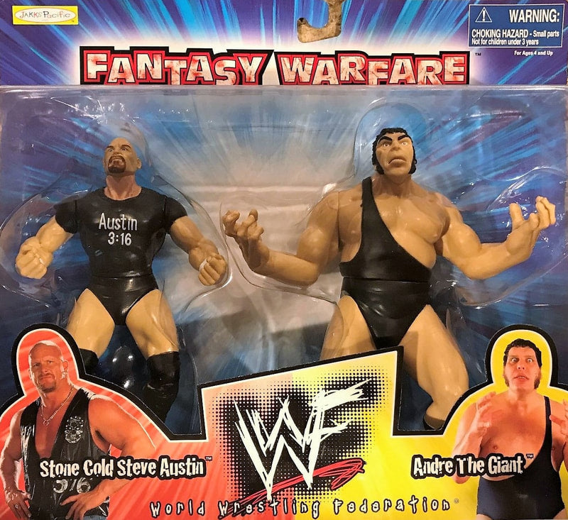 Vintage 1998 WWF Jakks Pacific Ripped & Ruthless Fantasy Warfare Action Figure Set - Stone Cold Steve Austin vs. The Giant | Wrestling Collectibles for Display & Play | Perfect for WWE Fans & Toy Collectors